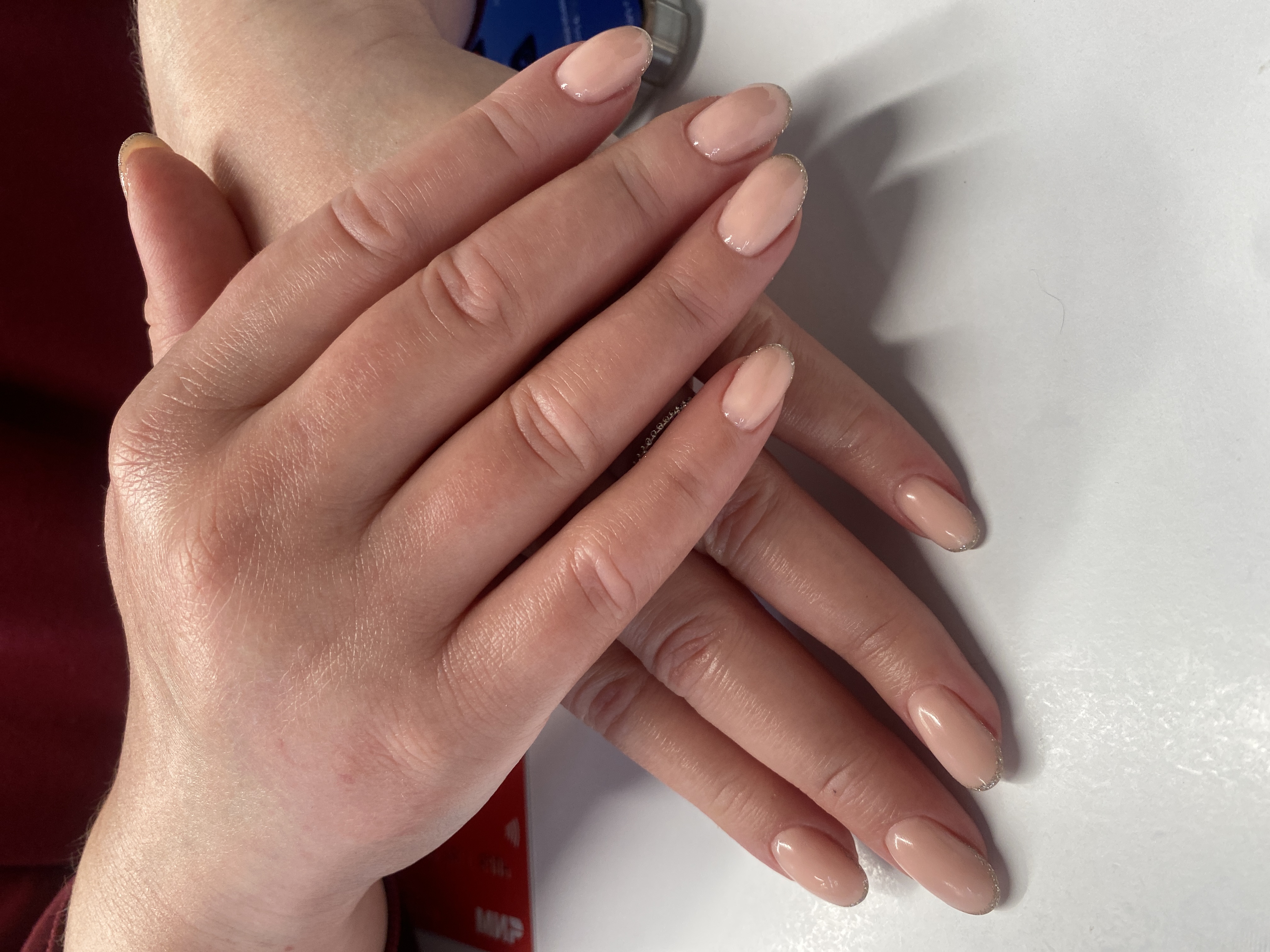 дизайн, Маникюр, френч, блестки, пудровый, нежный, на каждый день