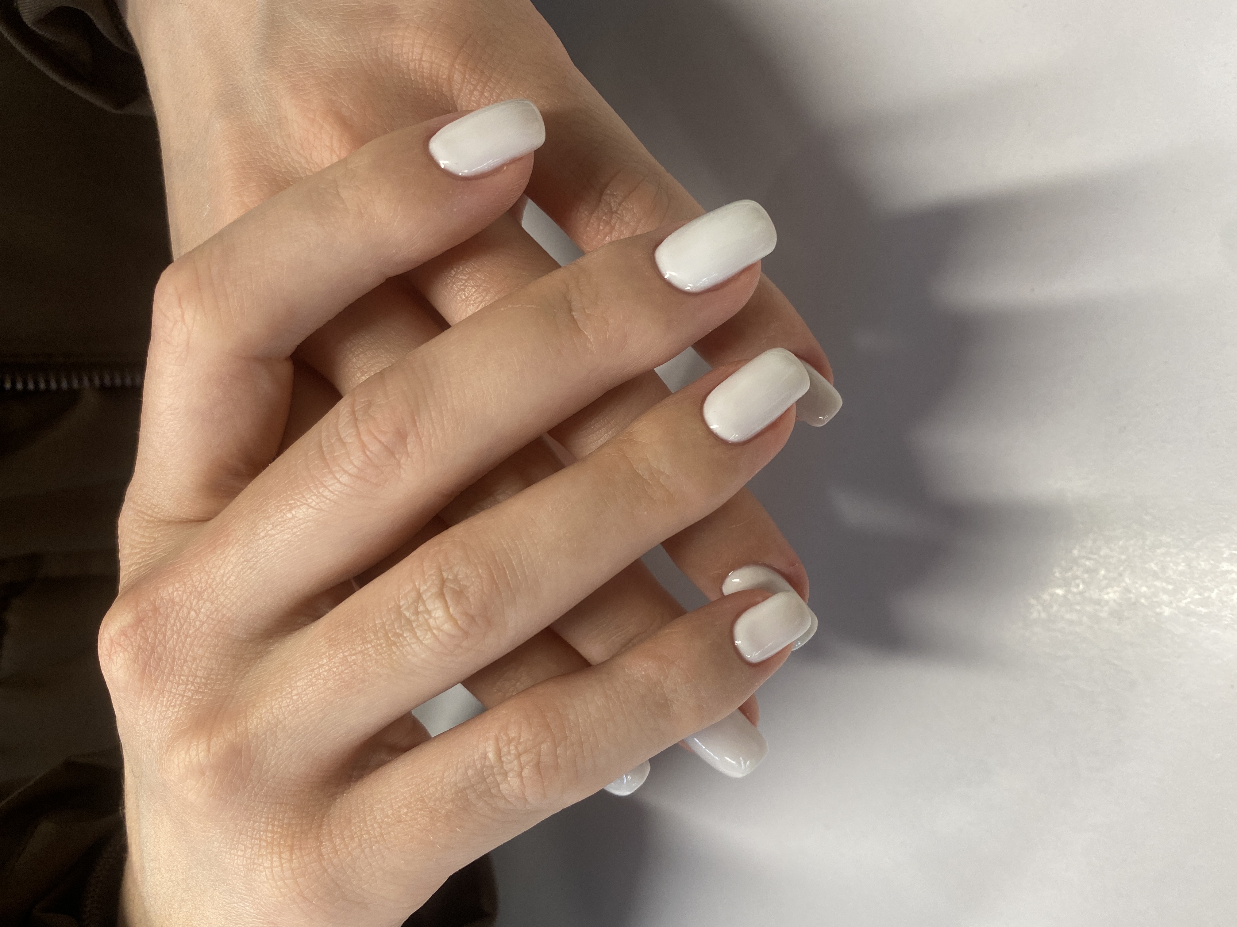 Маникюр, однотон, белый, нюд, на каждый день