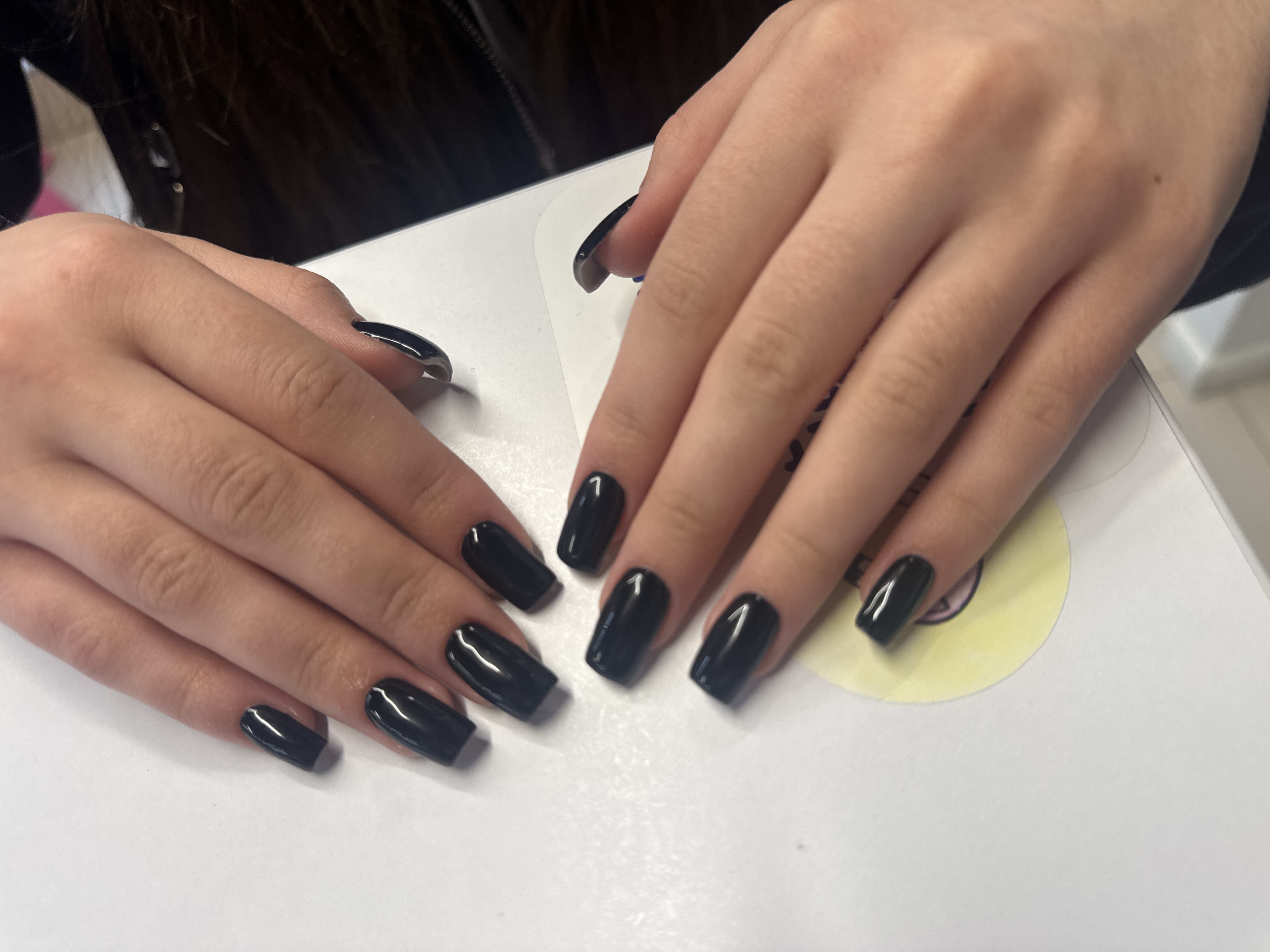 Маникюр, однотон, черный, на каждый день