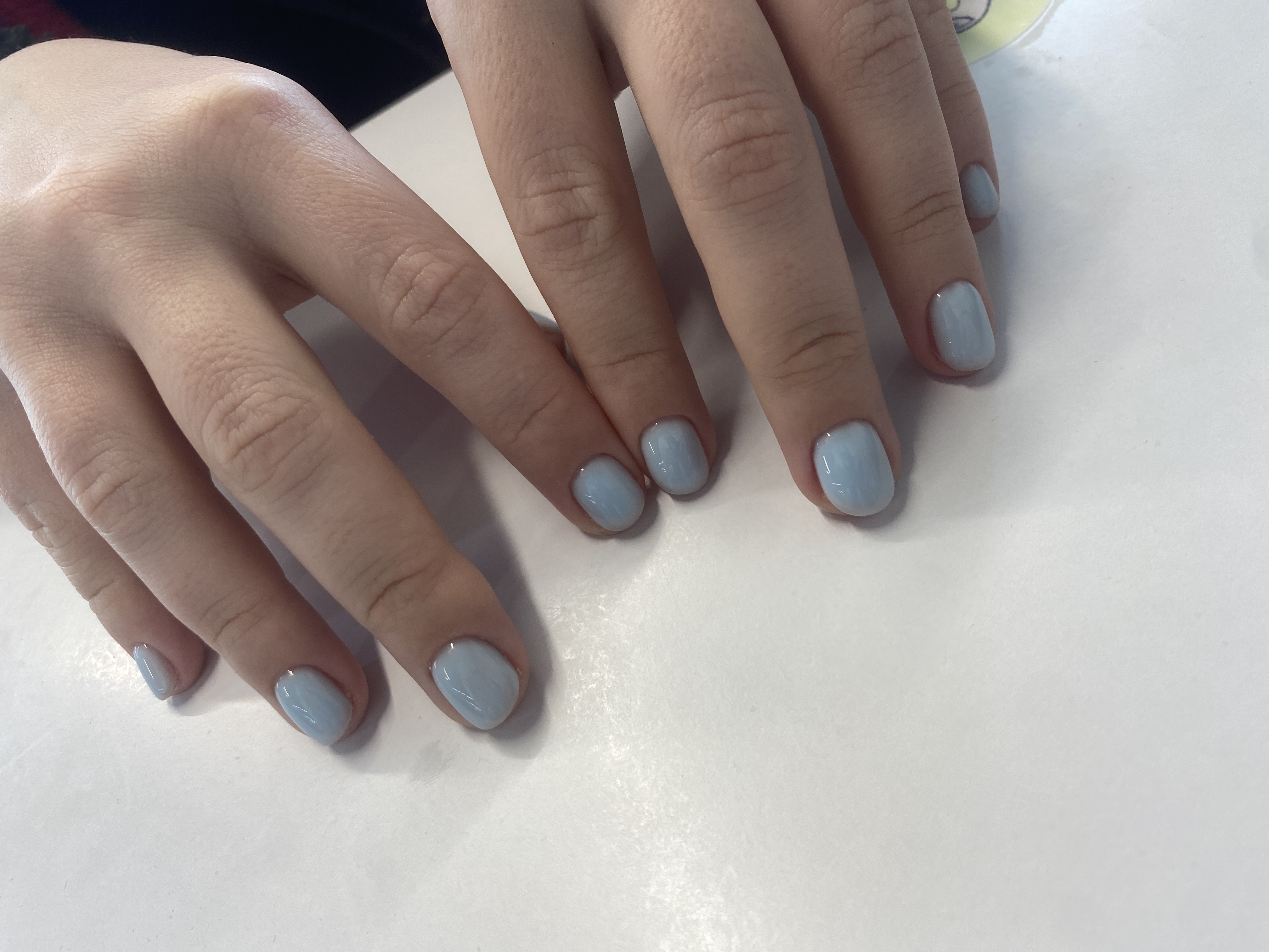 нюд, Маникюр, однотон, на каждый день, голубой