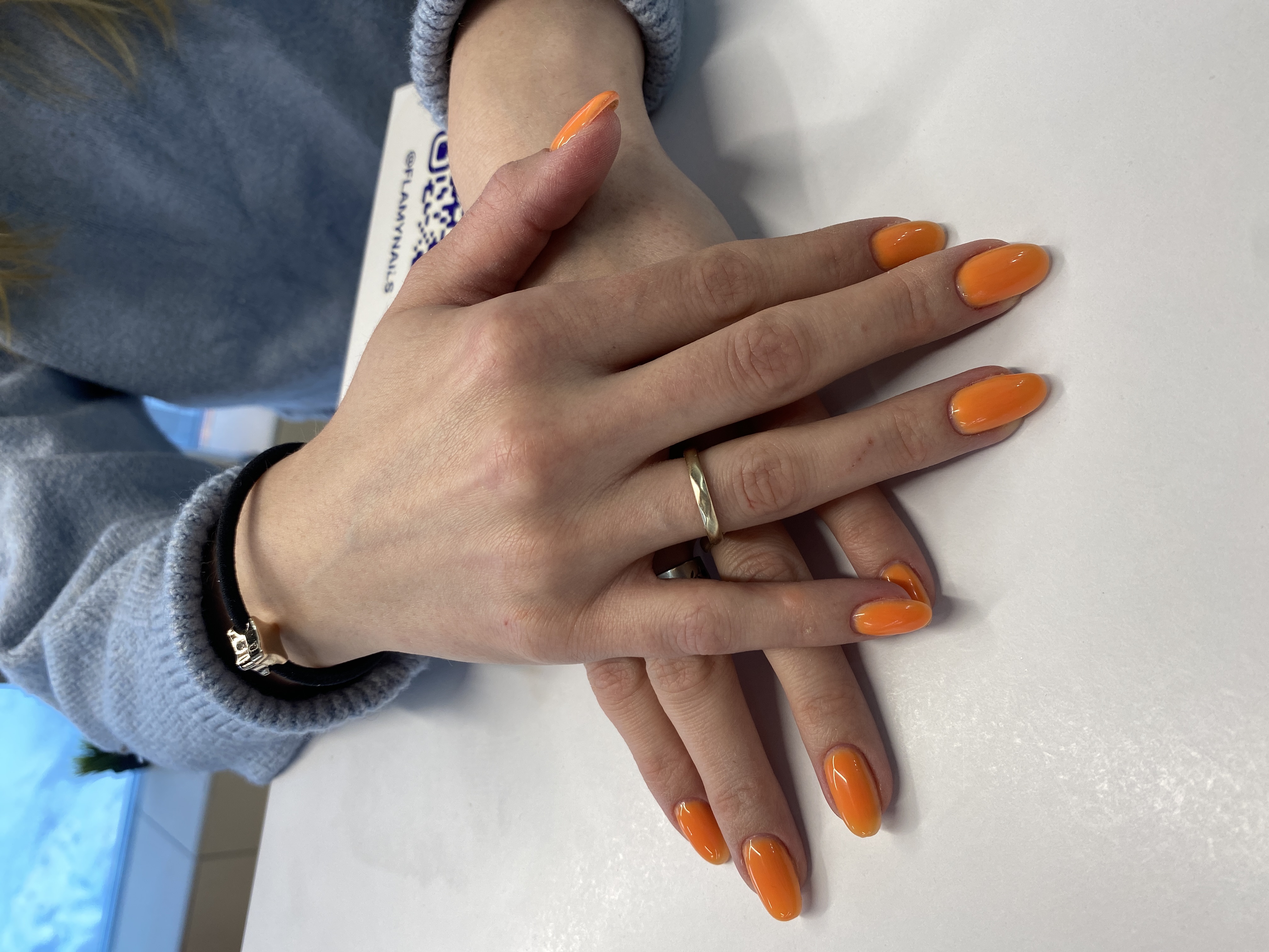 Маникюр, однотон, нюд, оранжевый, на каждый день