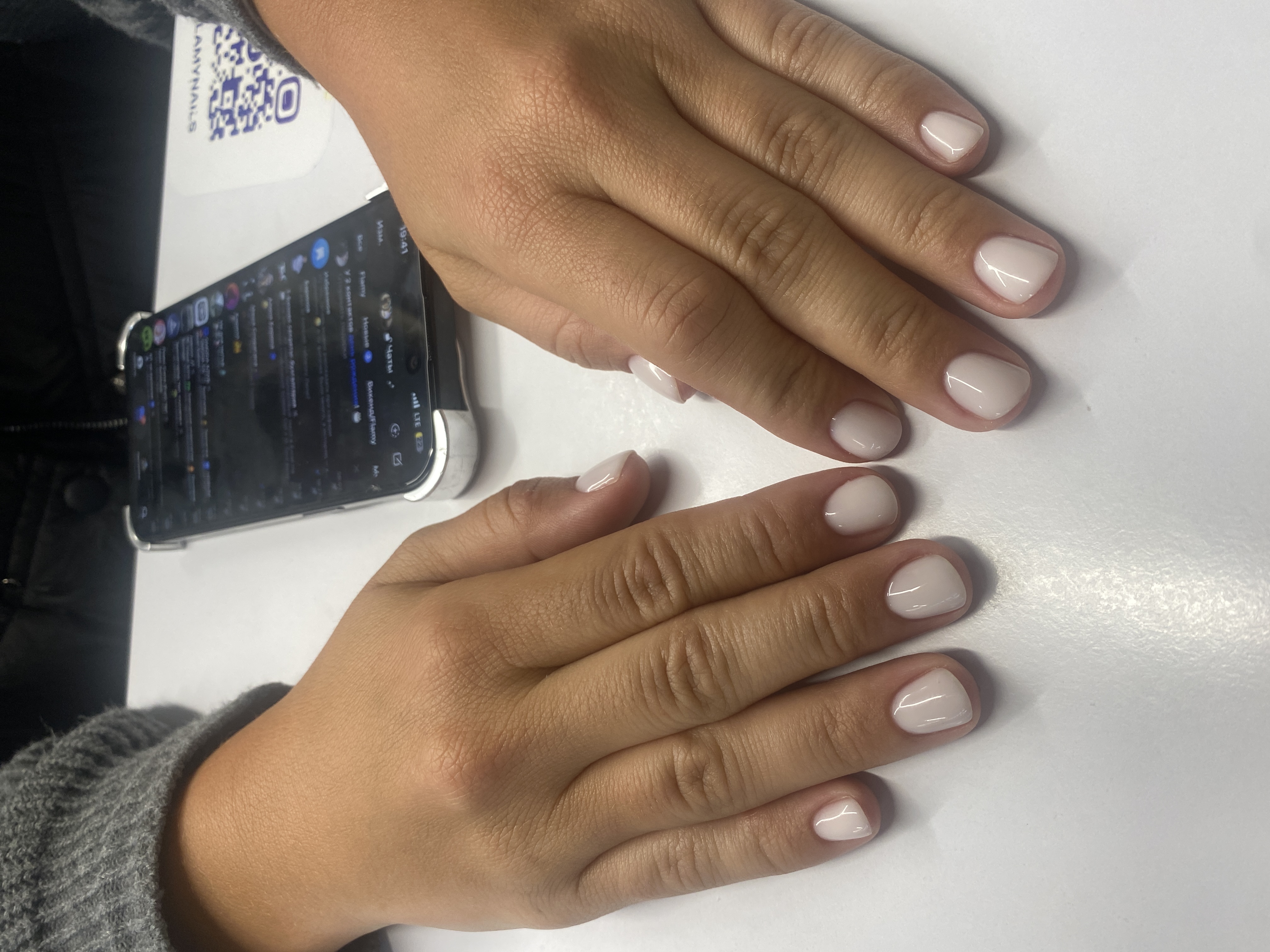 белый, на каждый день, однотон, Маникюр, нюд