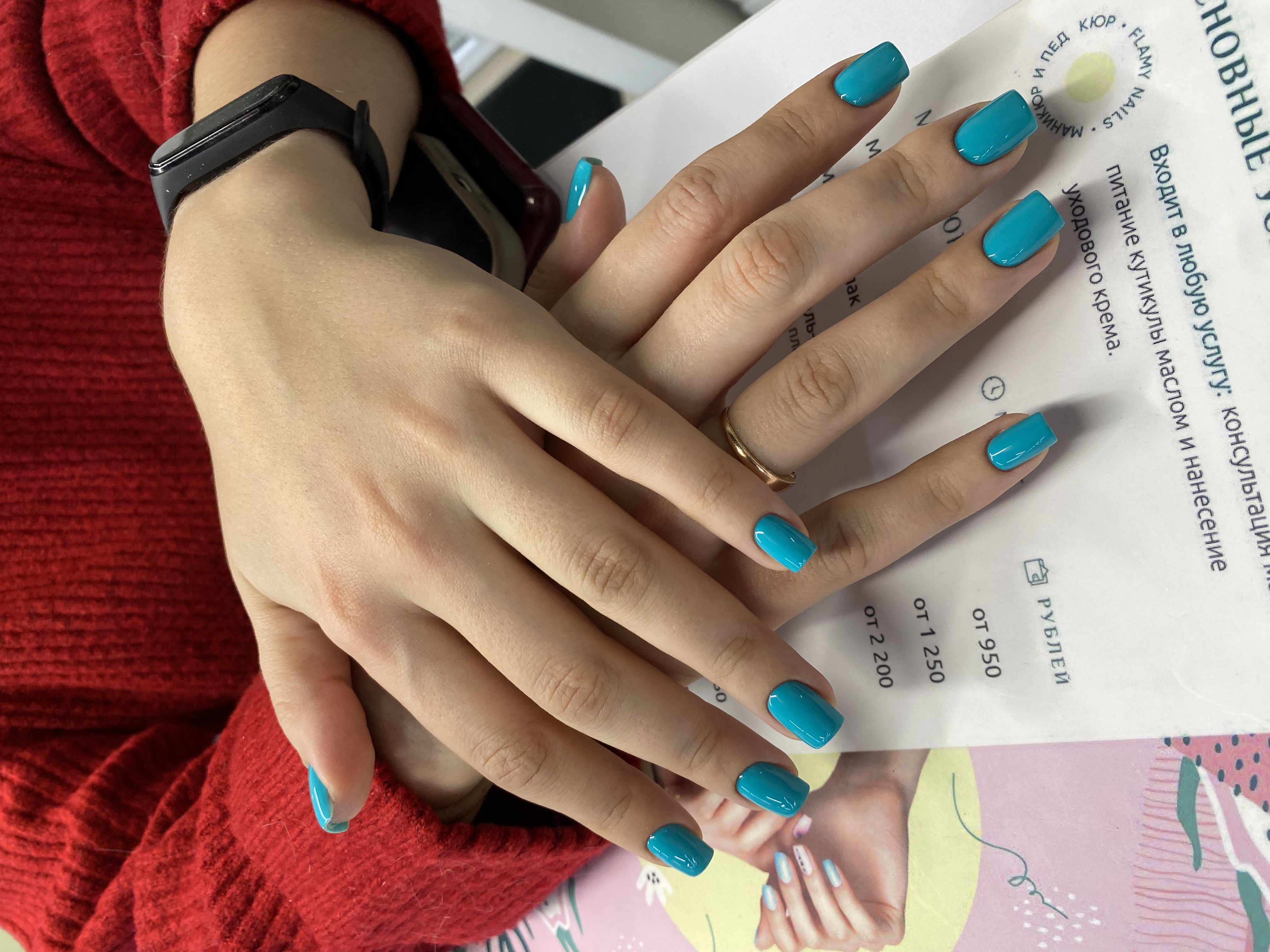 нежный, однотон, нюд, Маникюр, на каждый день, бирюзовый