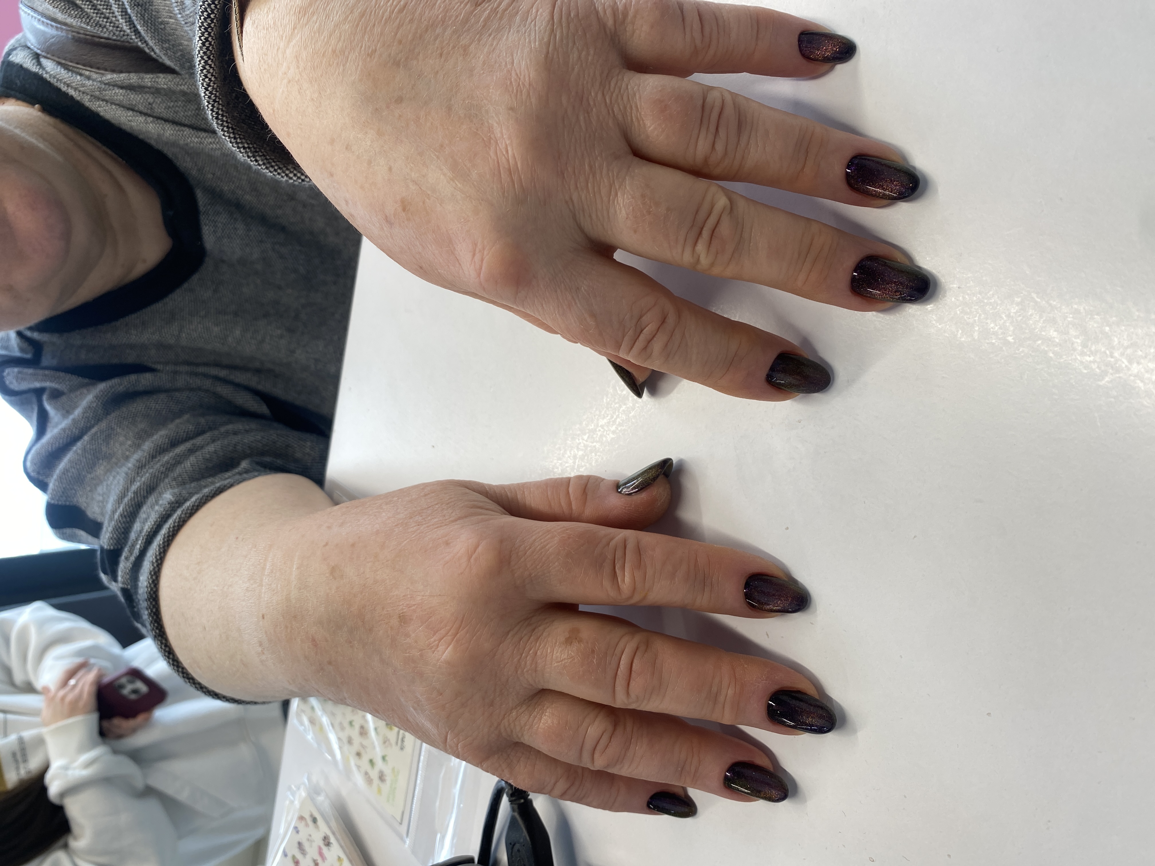 черный, кошачий глаз, Маникюр, на каждый день, однотон