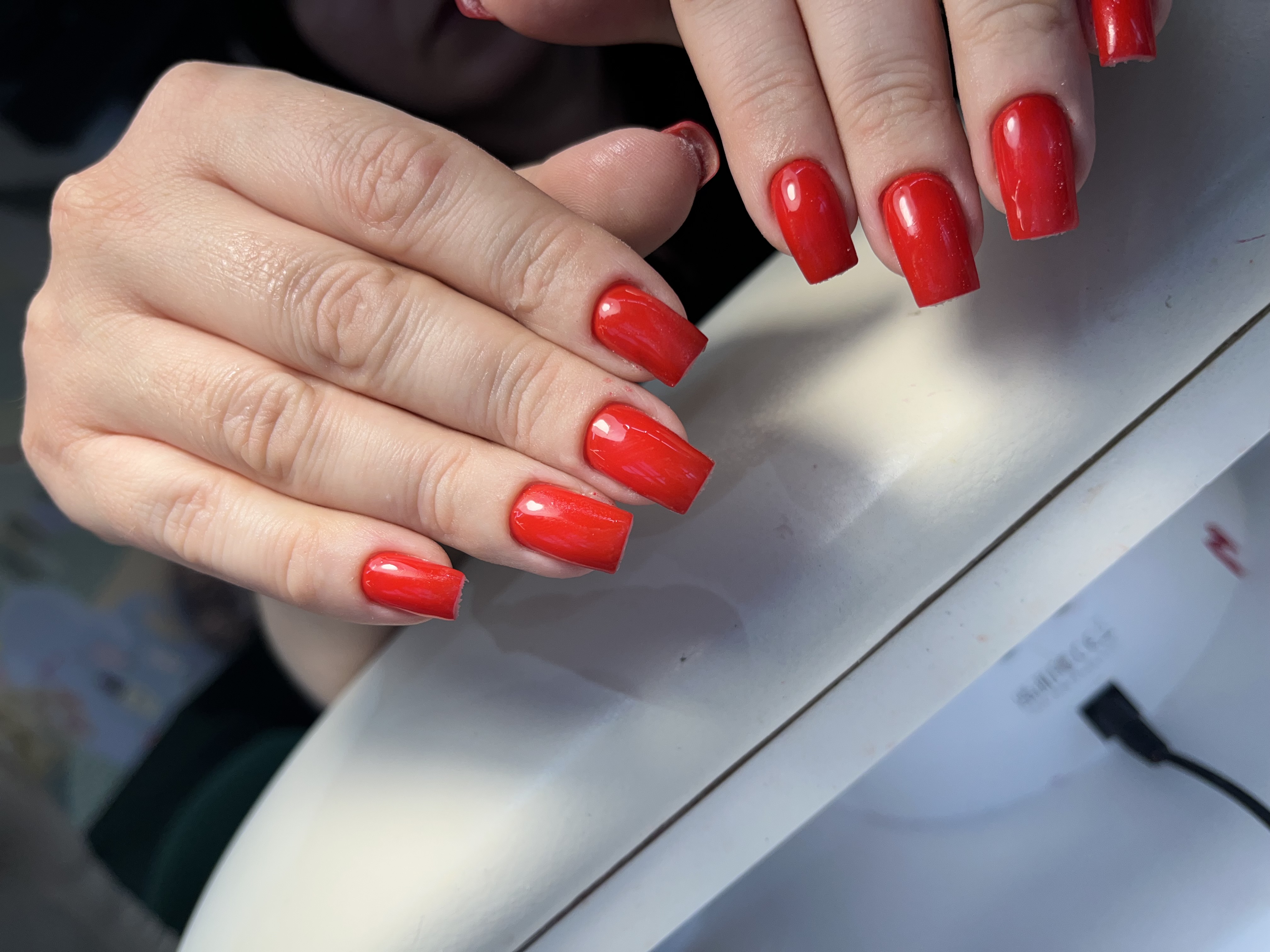 однотон, Маникюр, красный, на каждый день