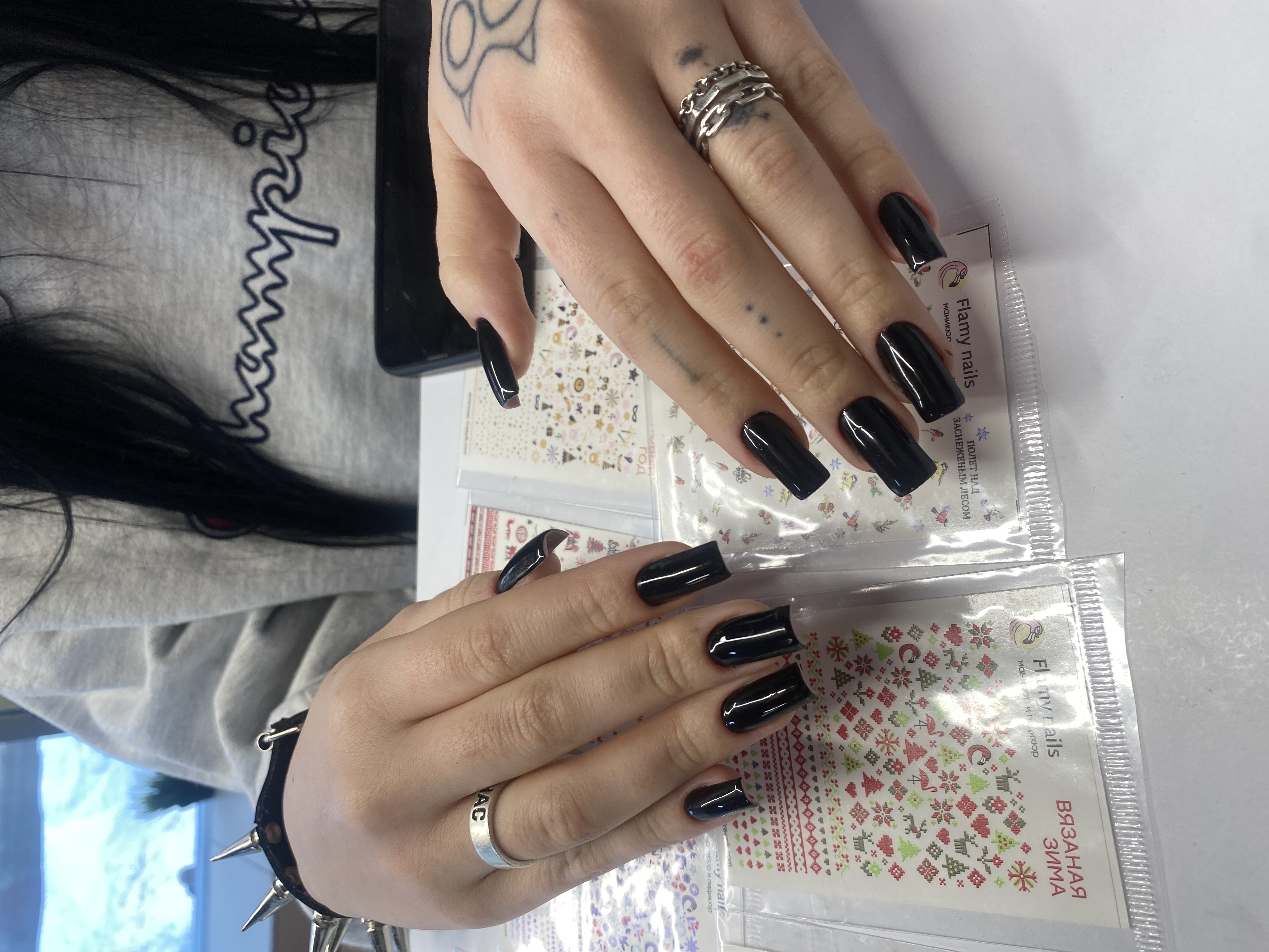 черный, однотон, Маникюр, на каждый день