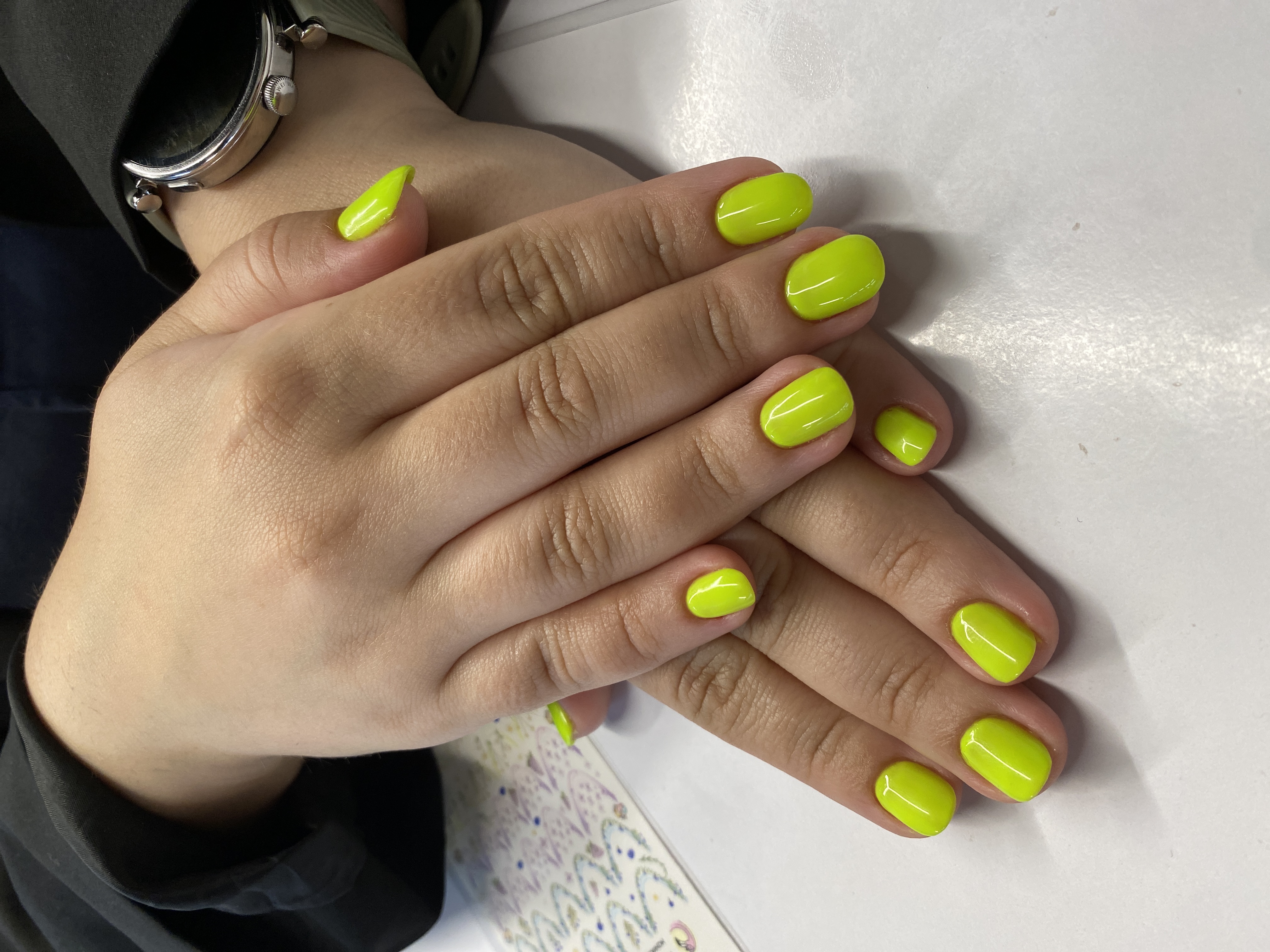 Маникюр, однотон, на каждый день, салатовый
