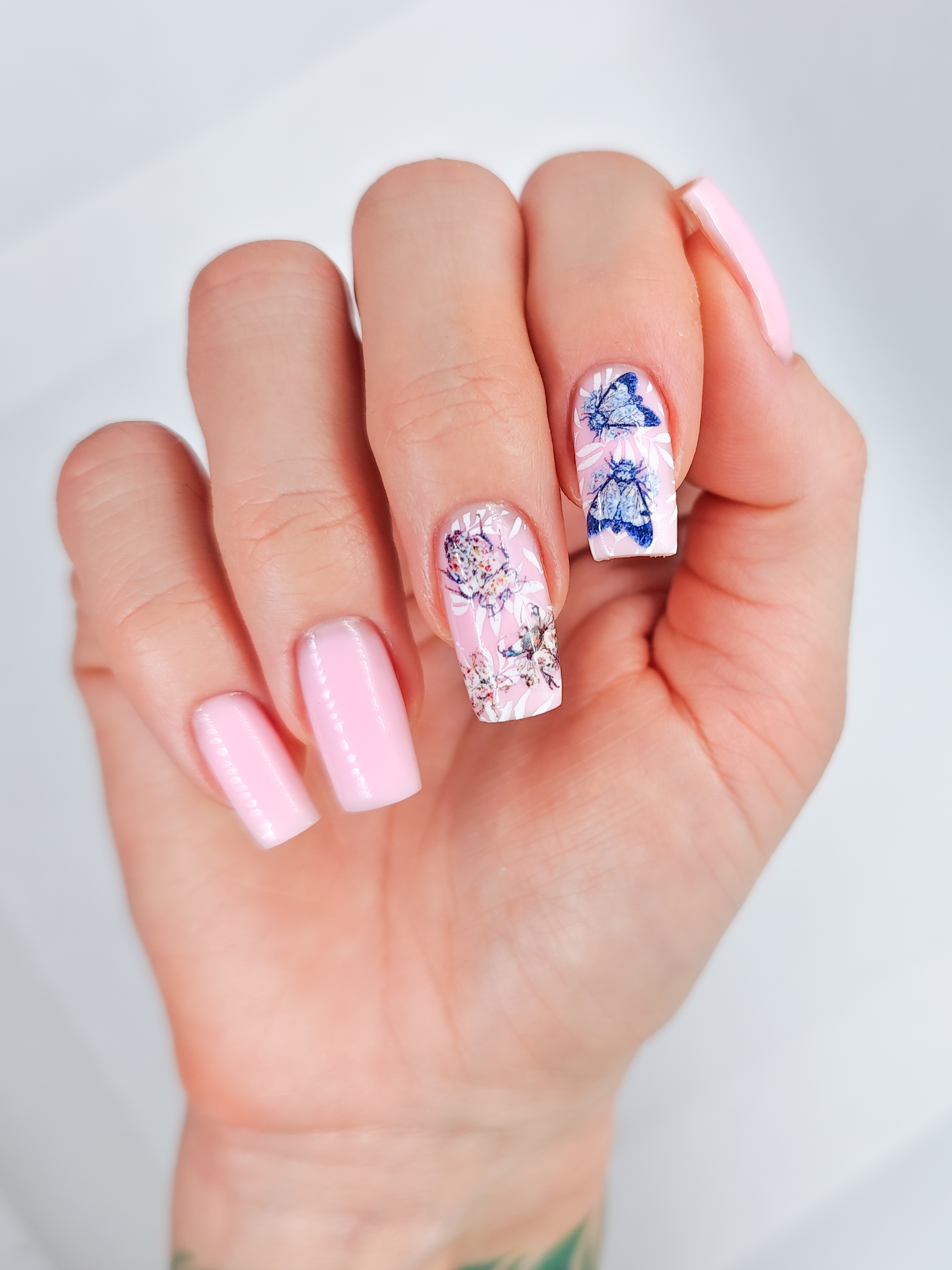 дизайн, аромат весны  , комбинированный, Маникюр, жуки, на каждый день, наклейка, голубой, оригинальный