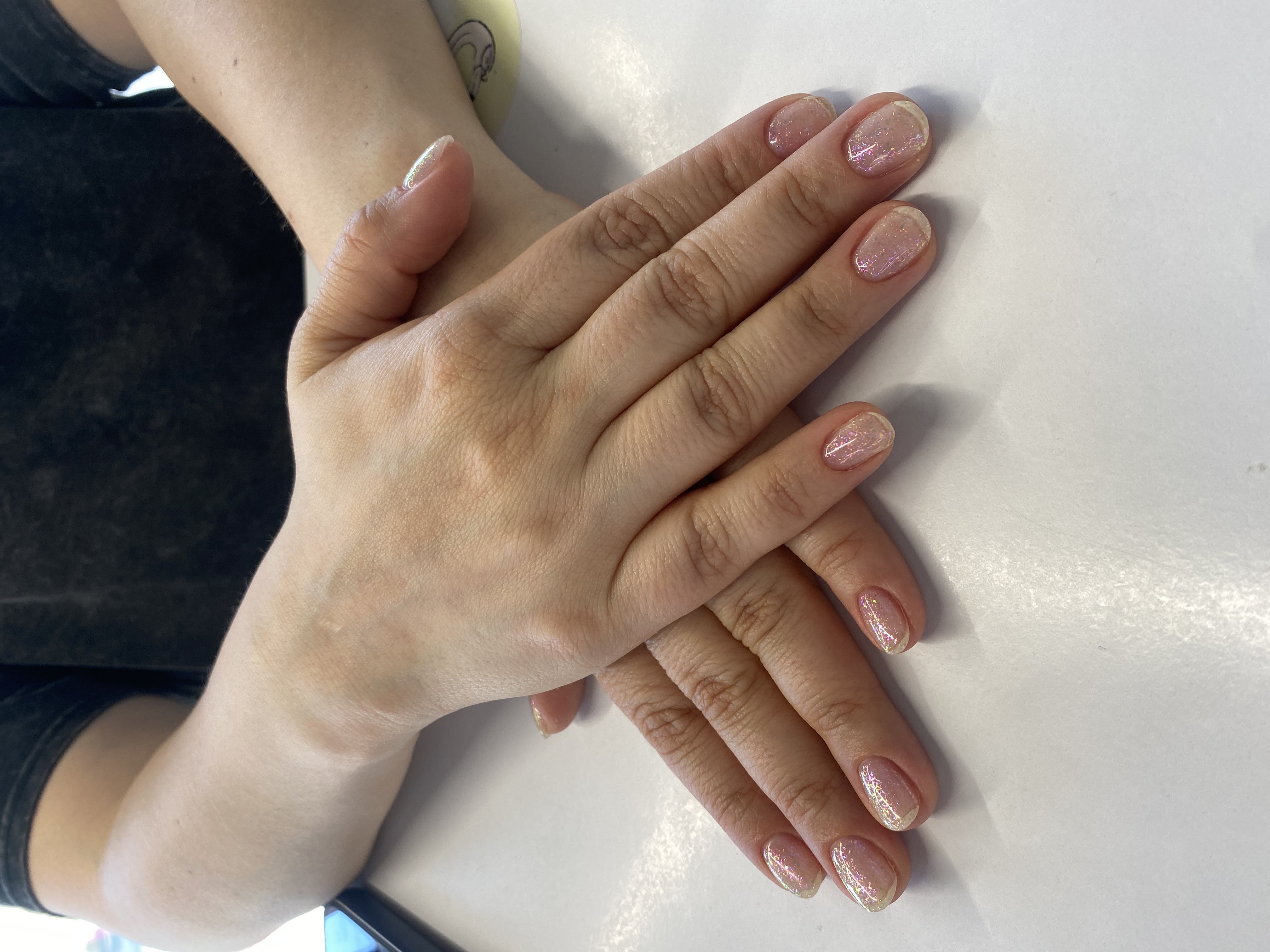 Маникюр, нежный, на каждый день, бесцветный, лак с блестками