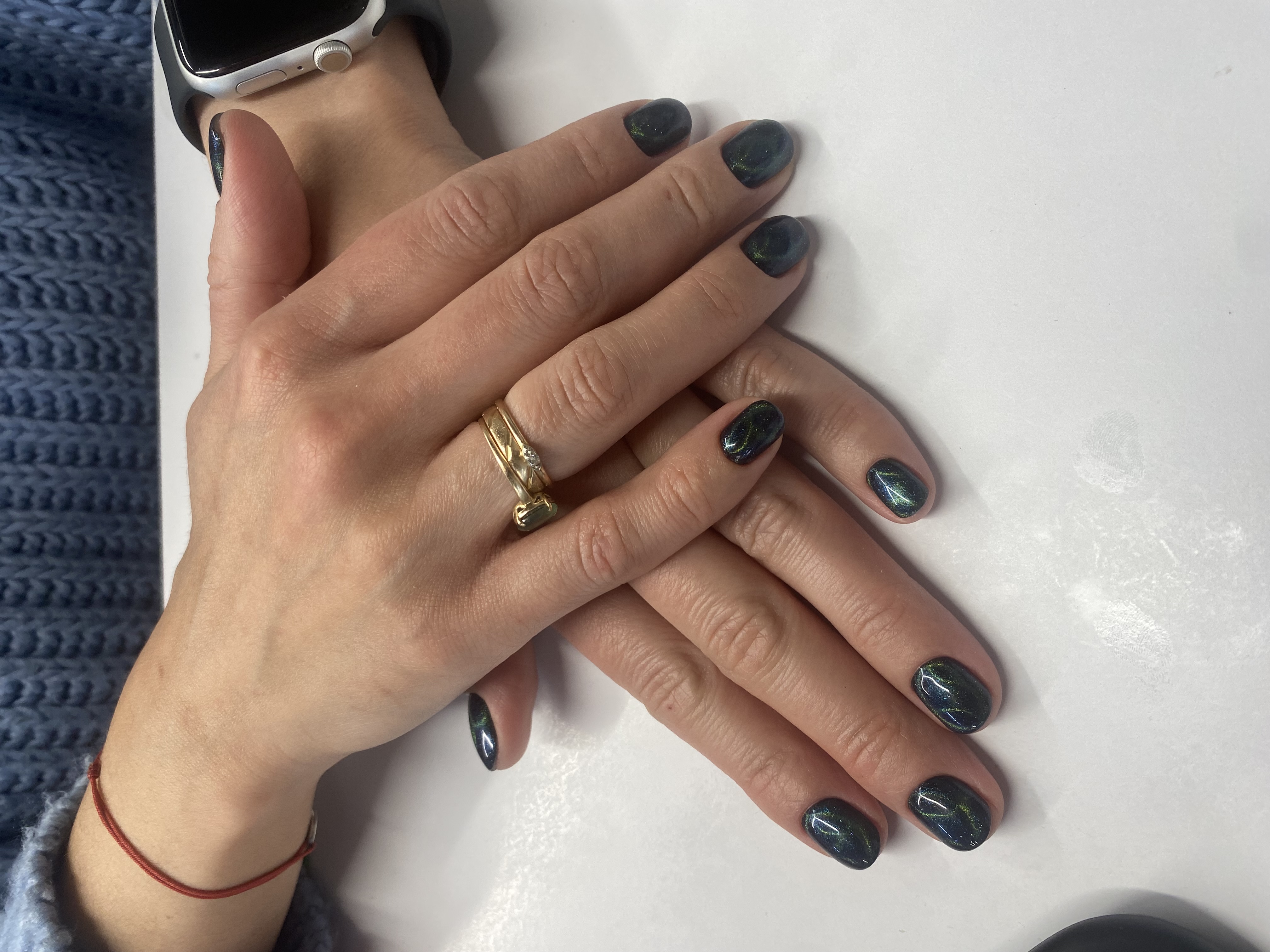 серый, кошачий глаз, Маникюр, на каждый день, однотон