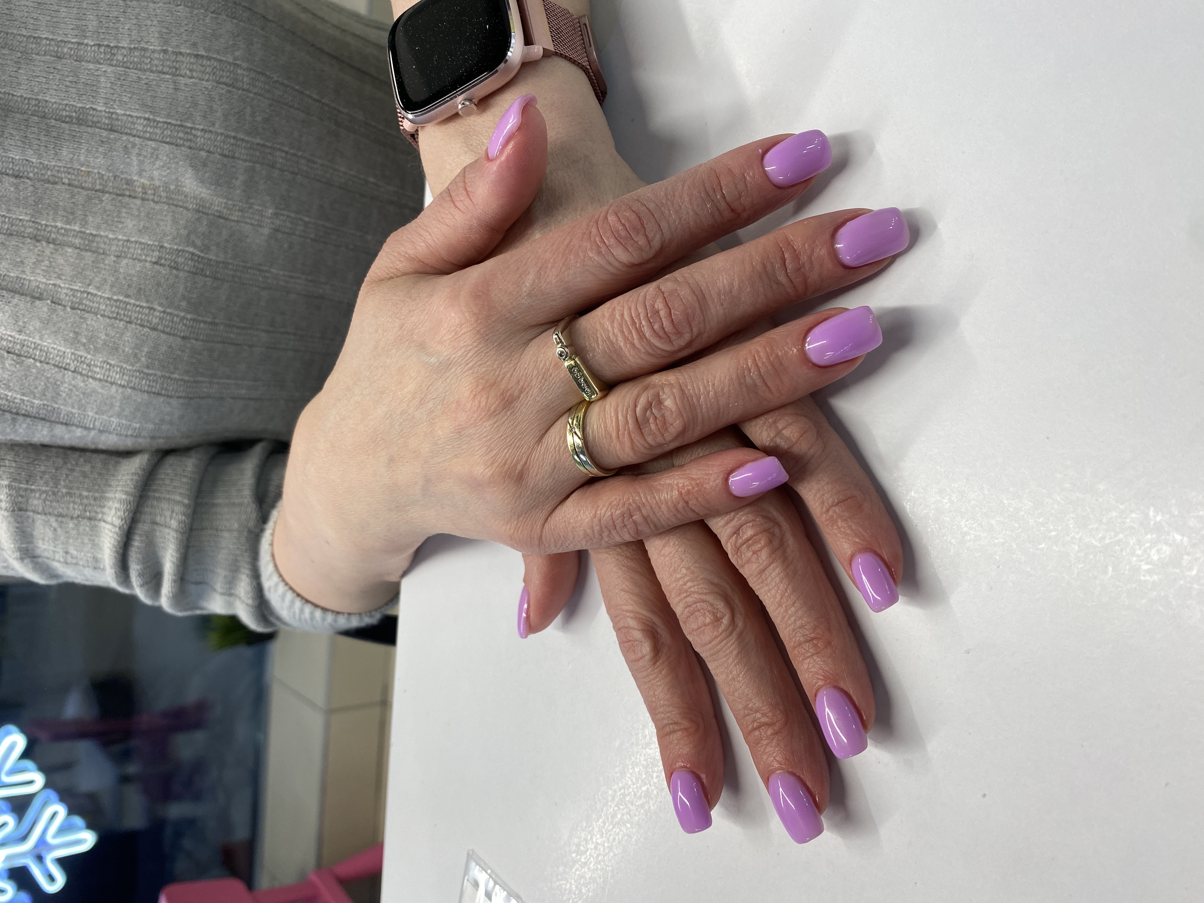 Маникюр, однотон, фиолетовый, на каждый день