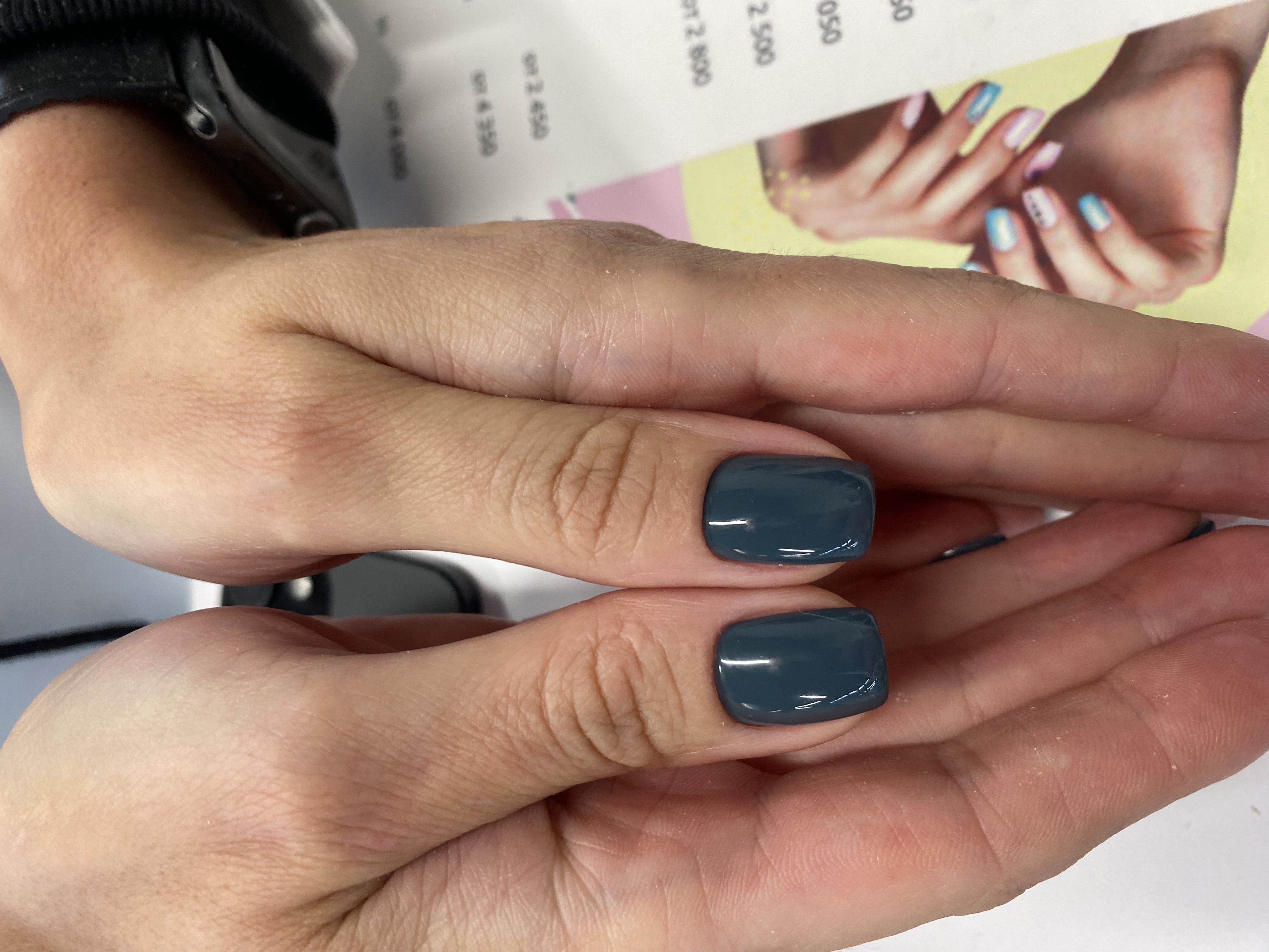 Маникюр, однотон, темносиний, на каждый день