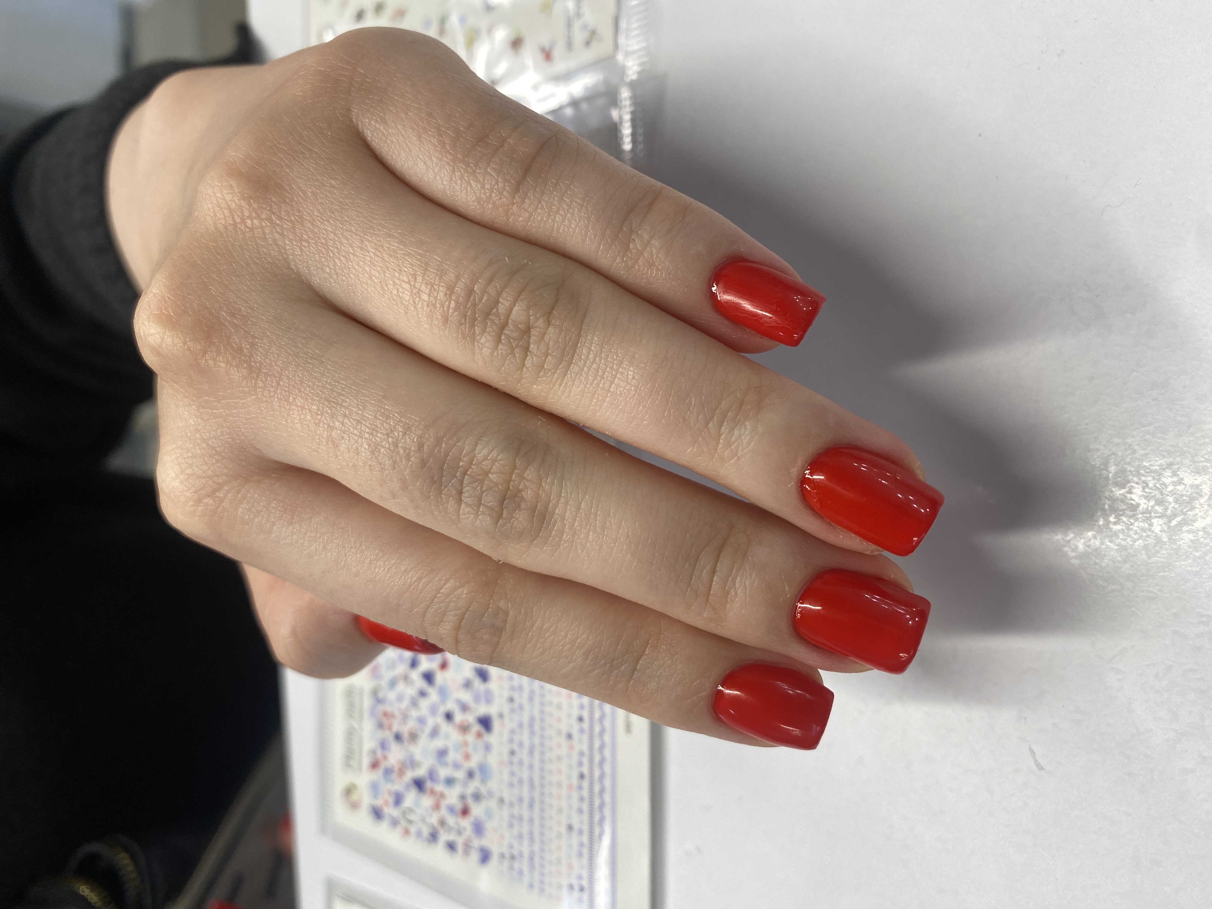 однотон, Маникюр, красный, на каждый день