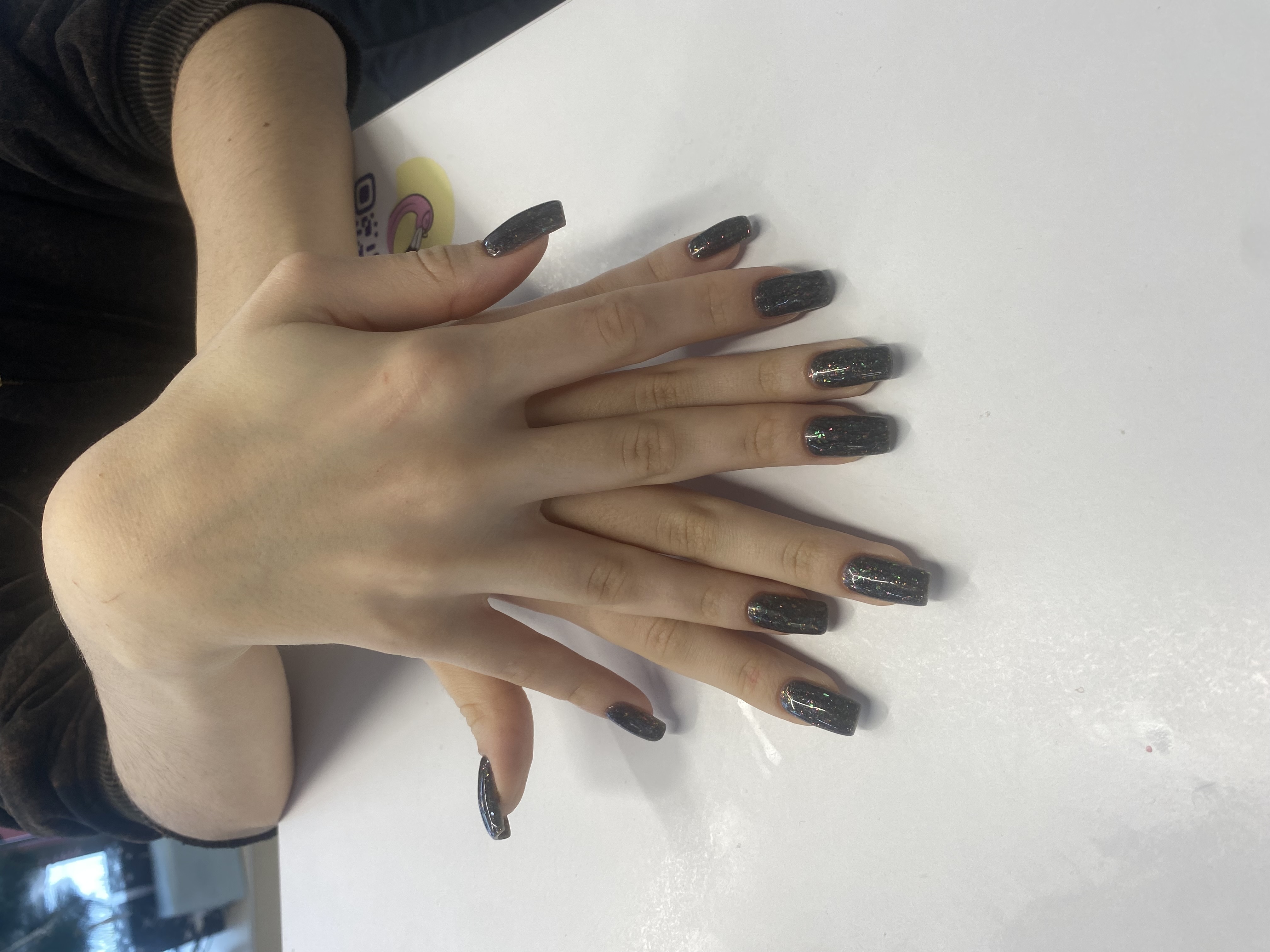 лак с блестками, однотон, серый, на каждый день, Маникюр