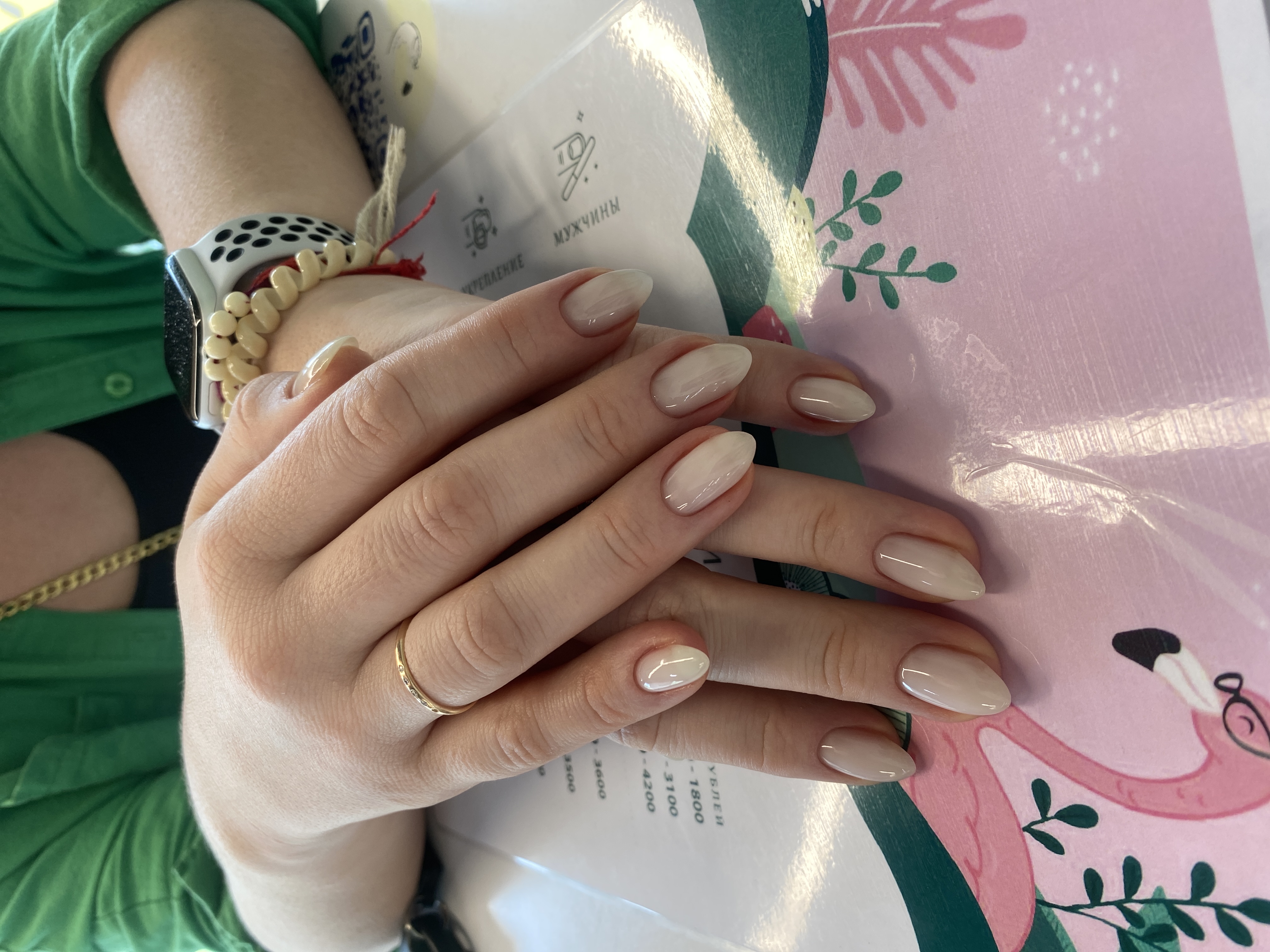 Маникюр, нюд, однотон, на каждый день, молочный