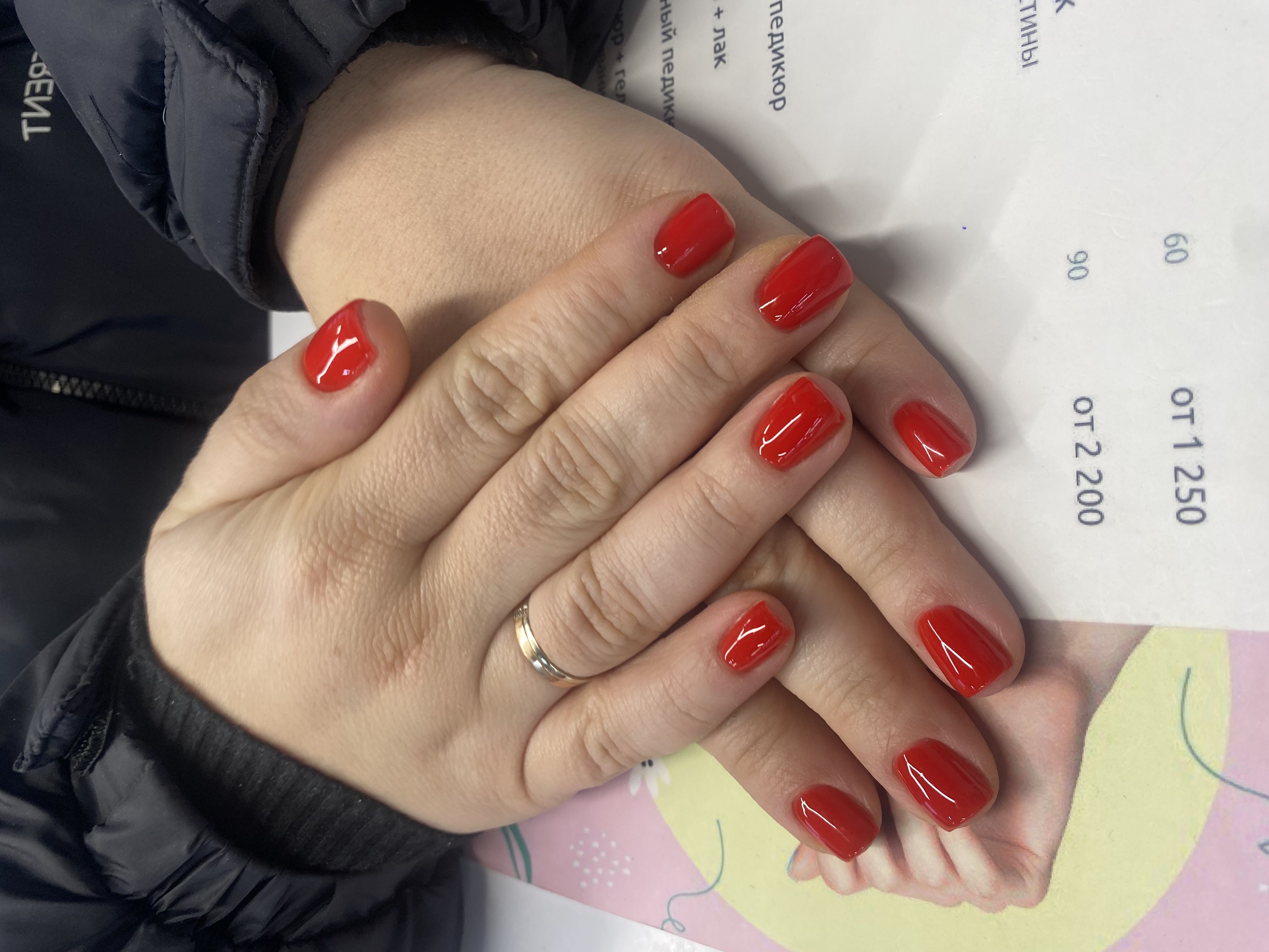 однотон, Маникюр, красный, на каждый день