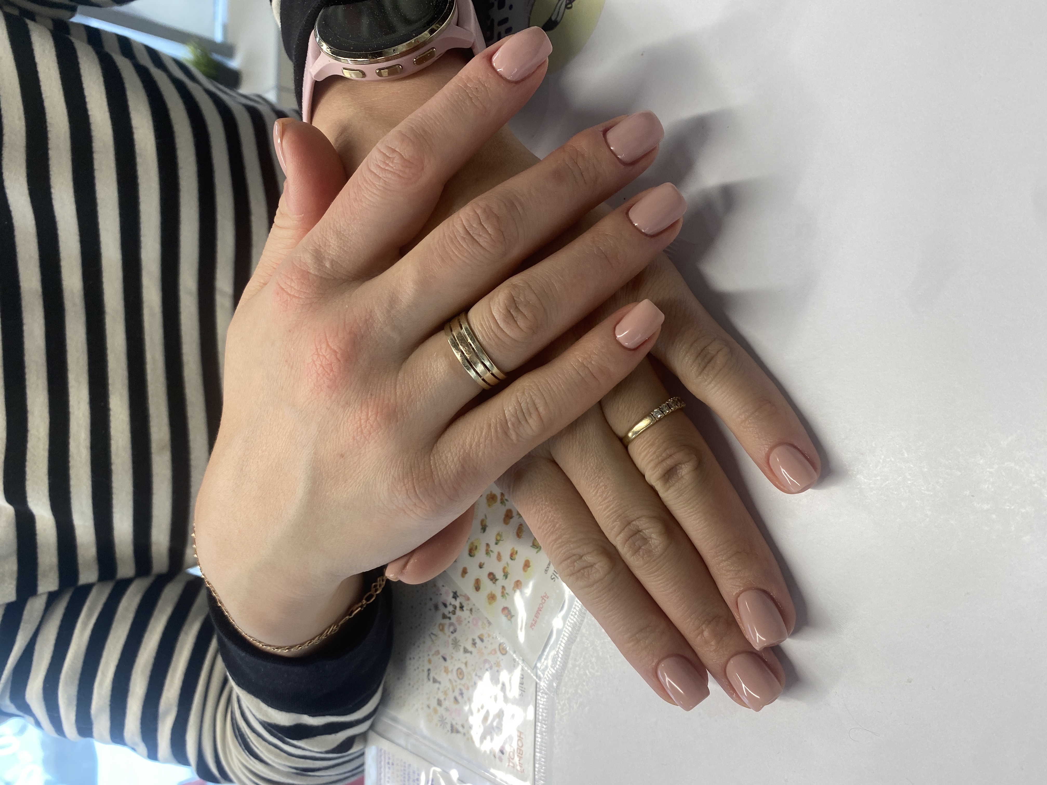 Маникюр, однотон, нюд, пудровый, на каждый день