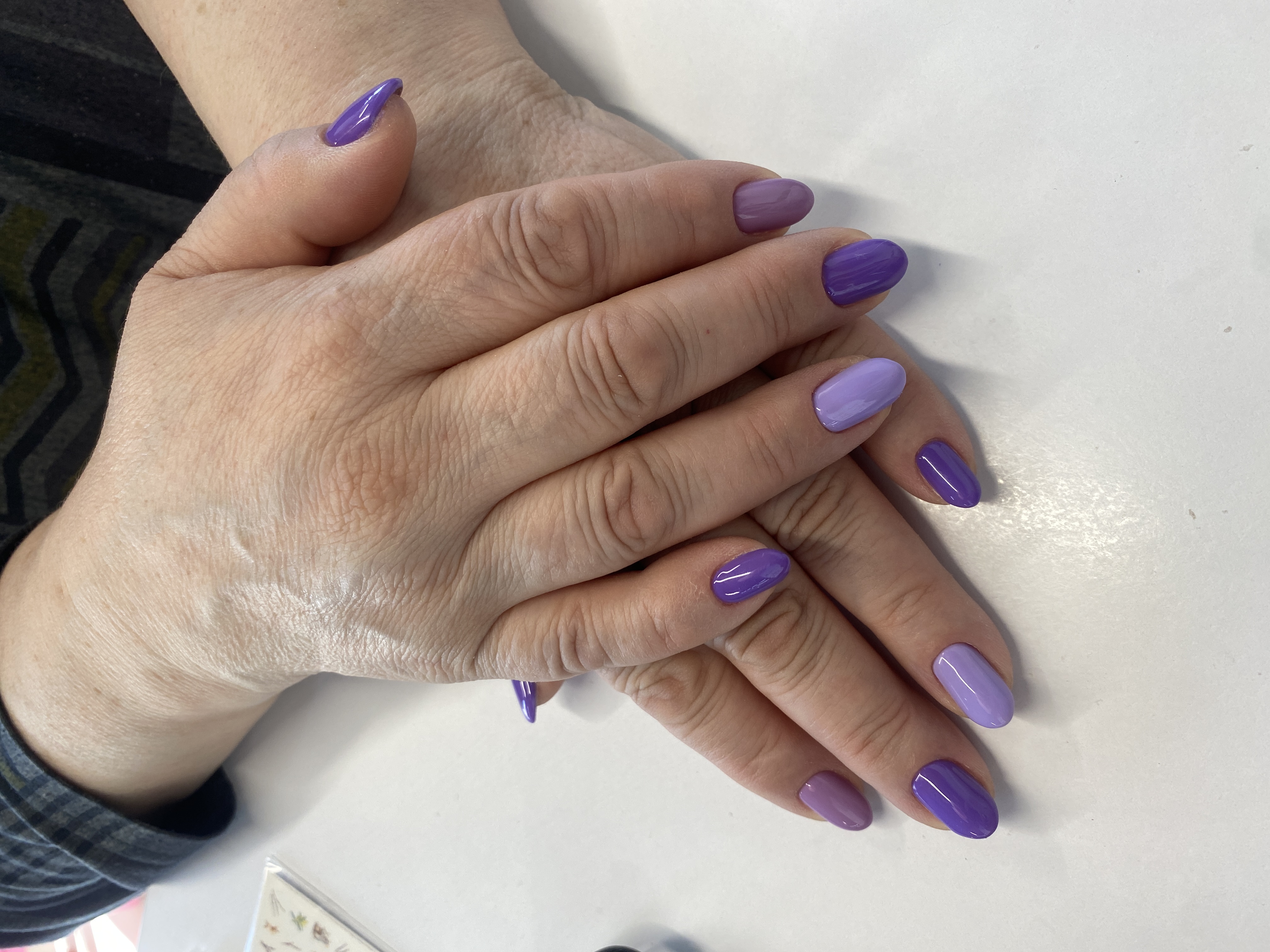 комбинированный, Маникюр, фиолетовый, на каждый день, нюд