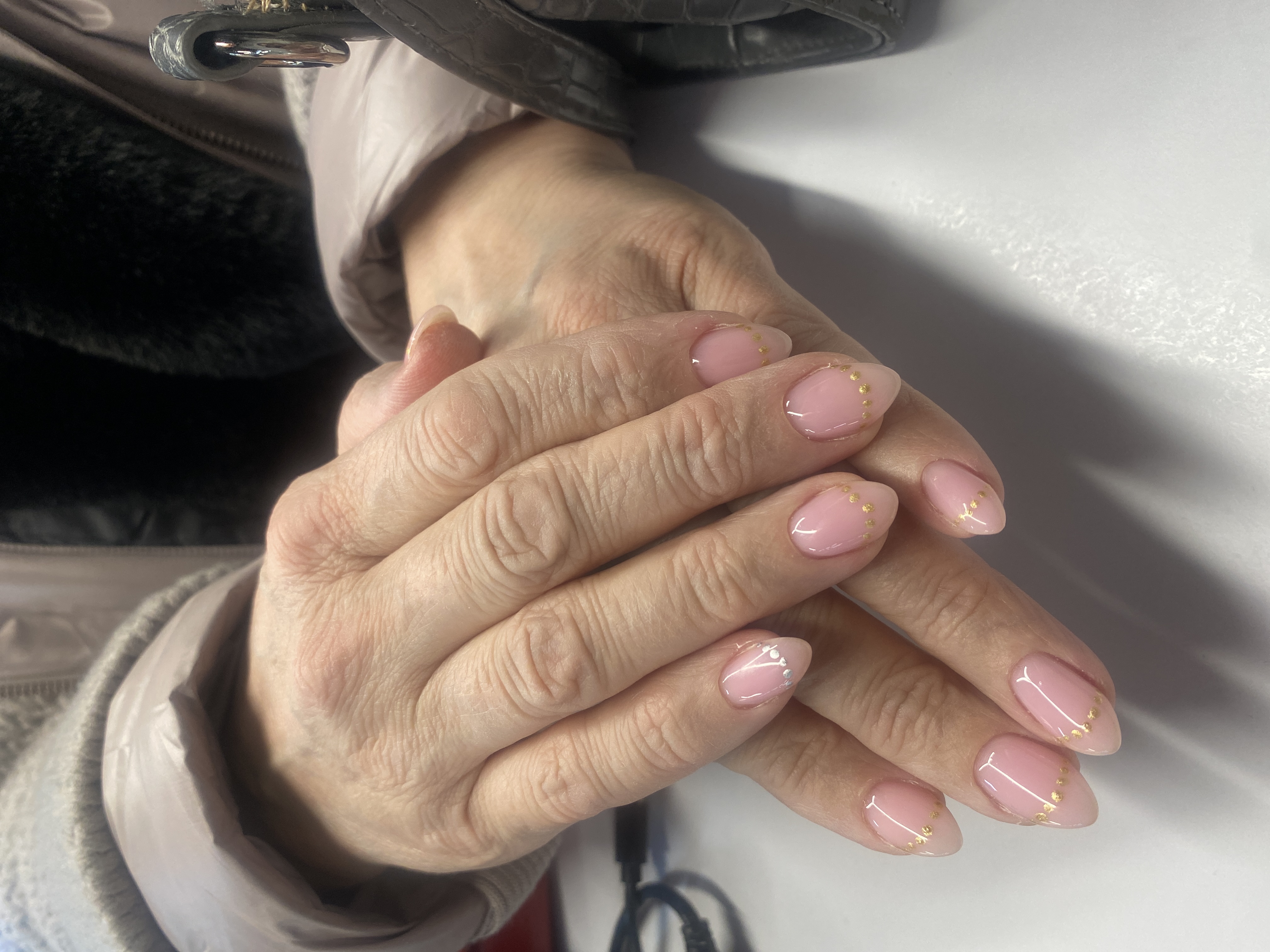 пудровый, Маникюр, блестки, точки, дизайн, Нежная абстракция, минимализм, на каждый день