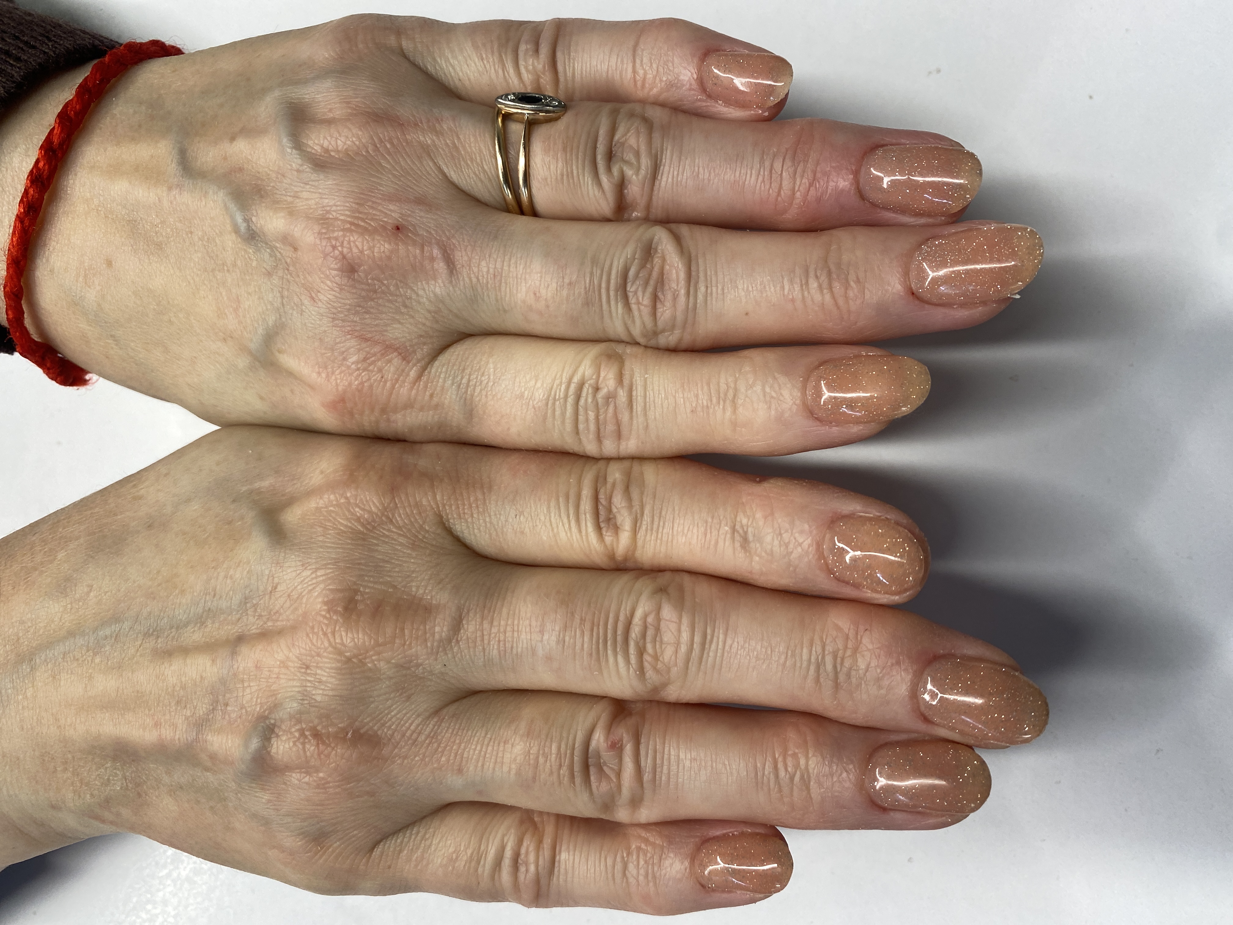 однотон, Маникюр, лак с блестками, на каждый день, бежевый