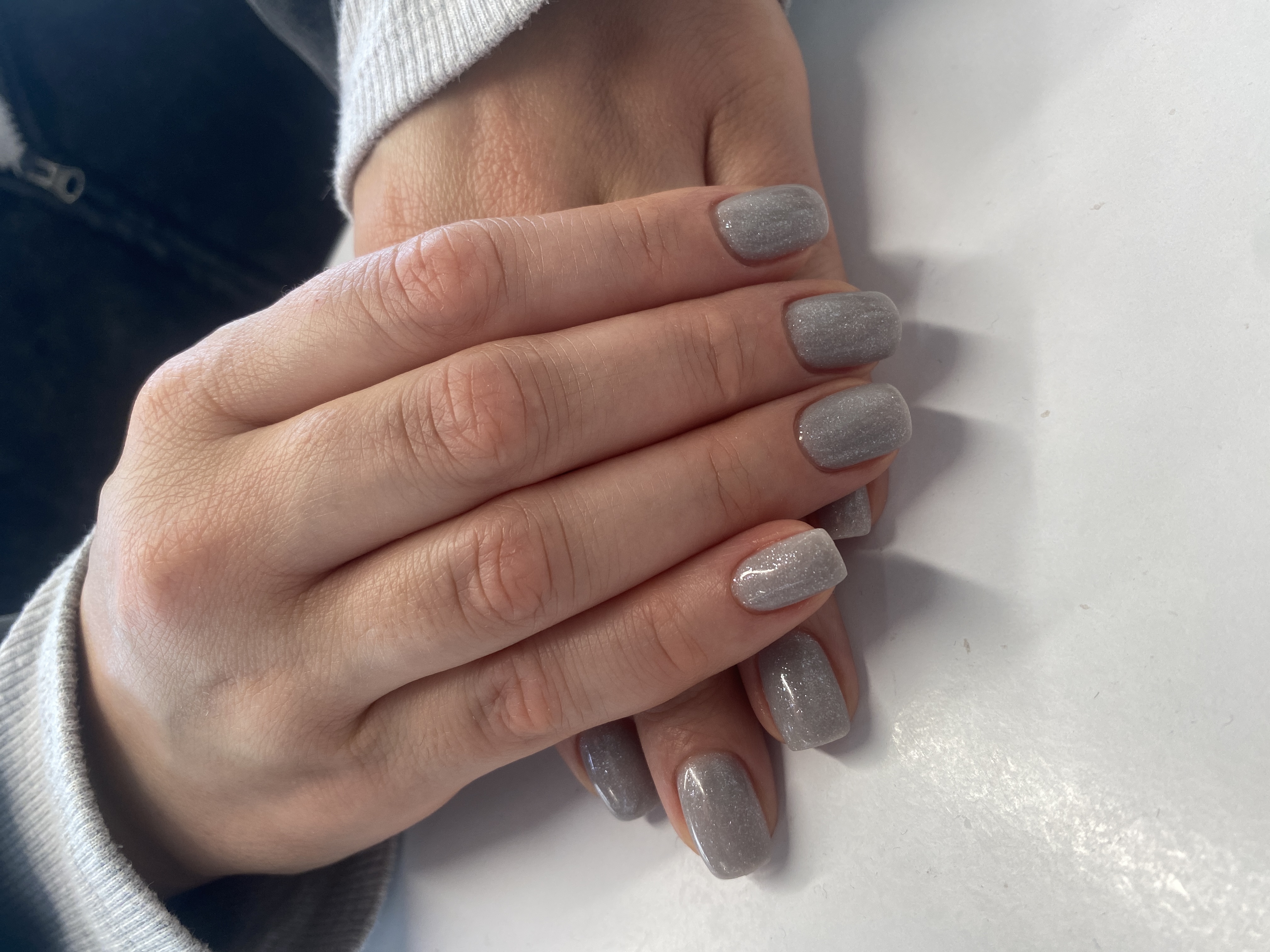 лак с блестками, Маникюр, однотон, серый, на каждый день