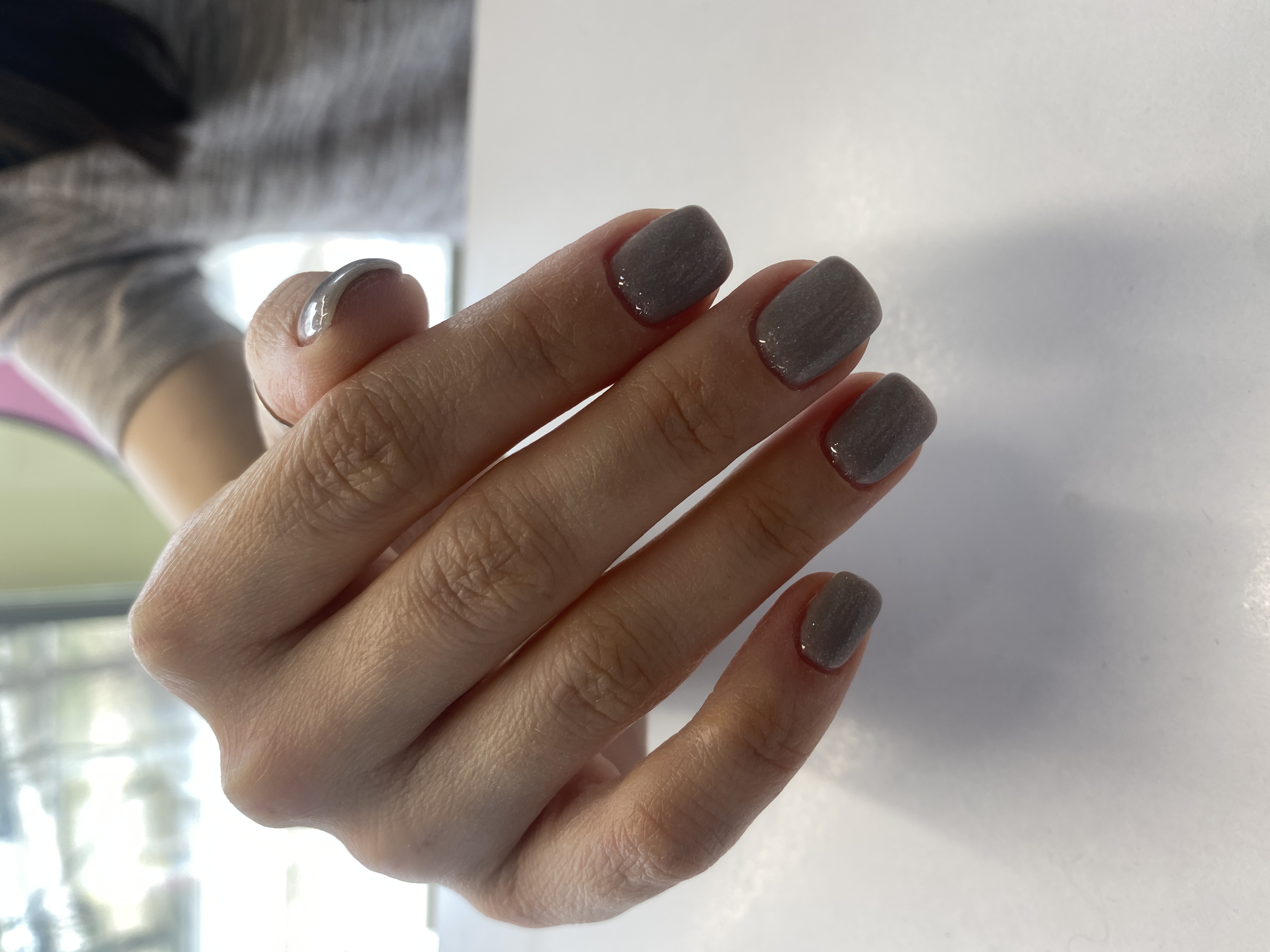 лак с блестками, Маникюр, однотон, серый, на каждый день