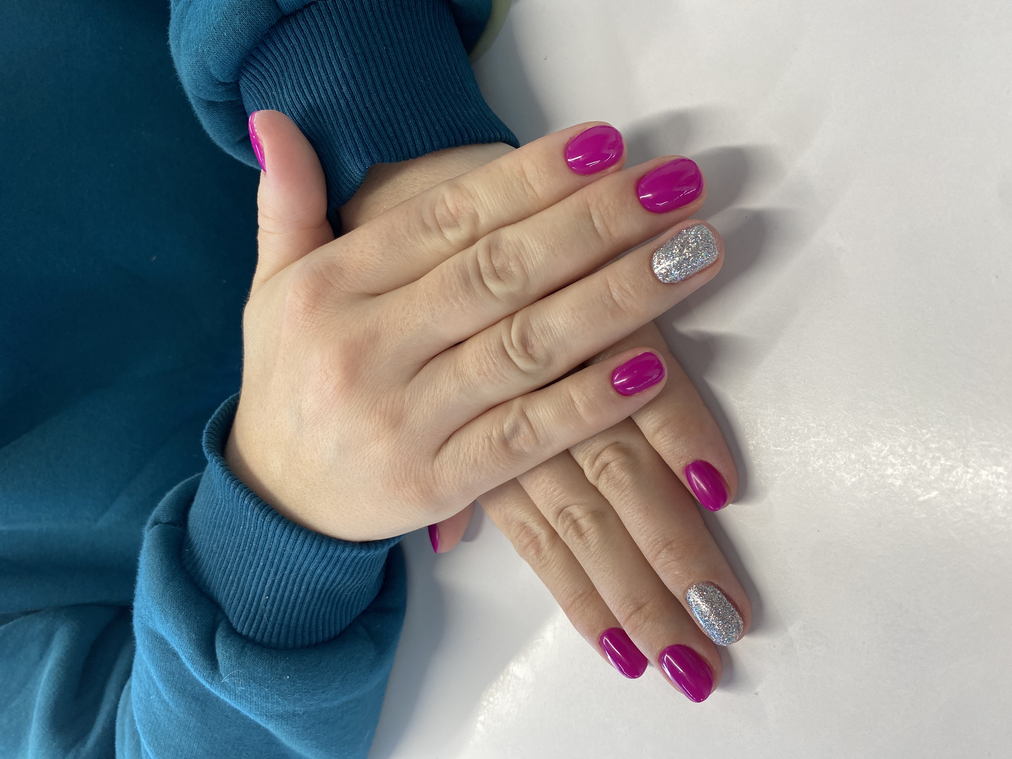 комбинированный, лак с блестками, на каждый день, фиолетовый, Маникюр