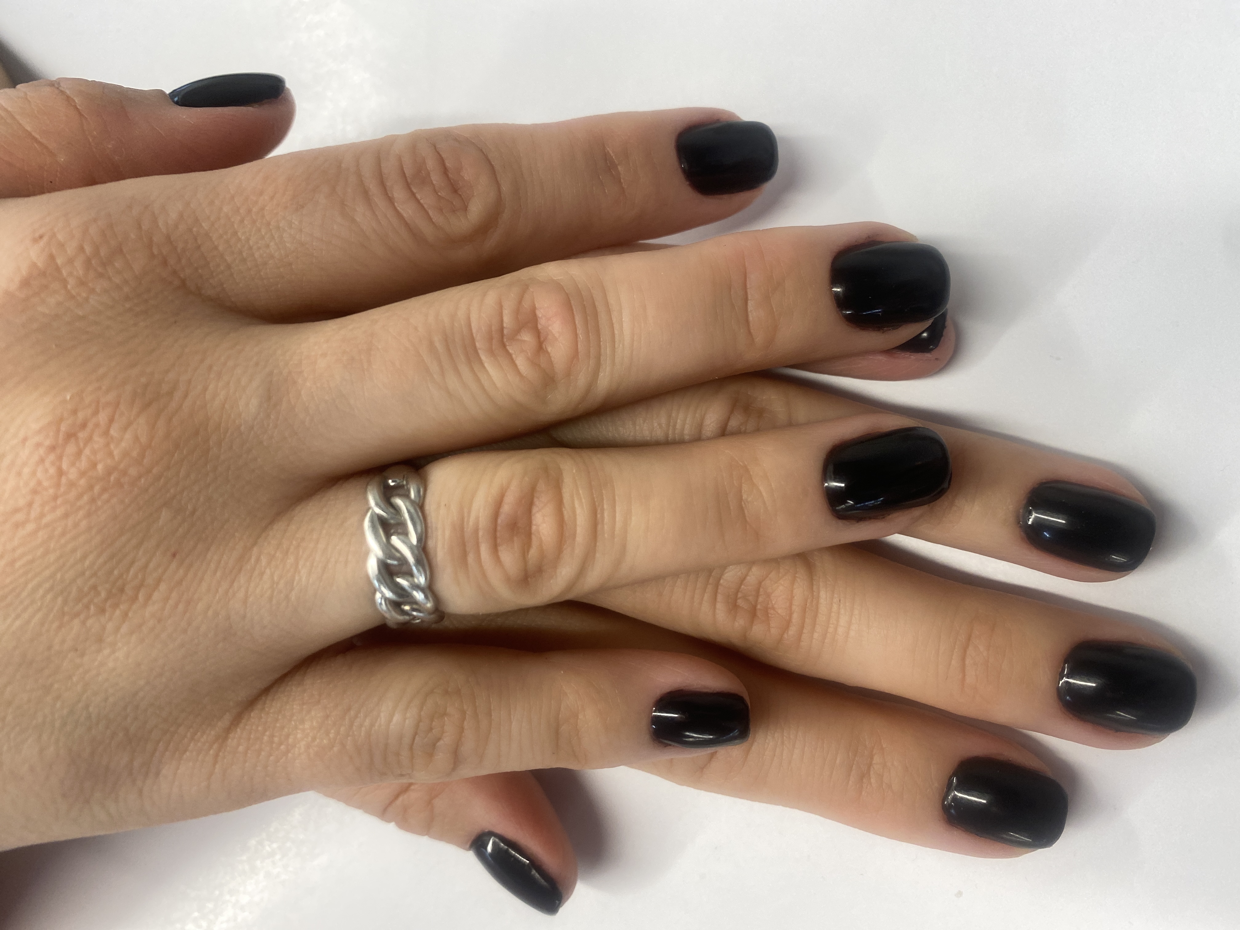 Маникюр, однотон, черный, на каждый день