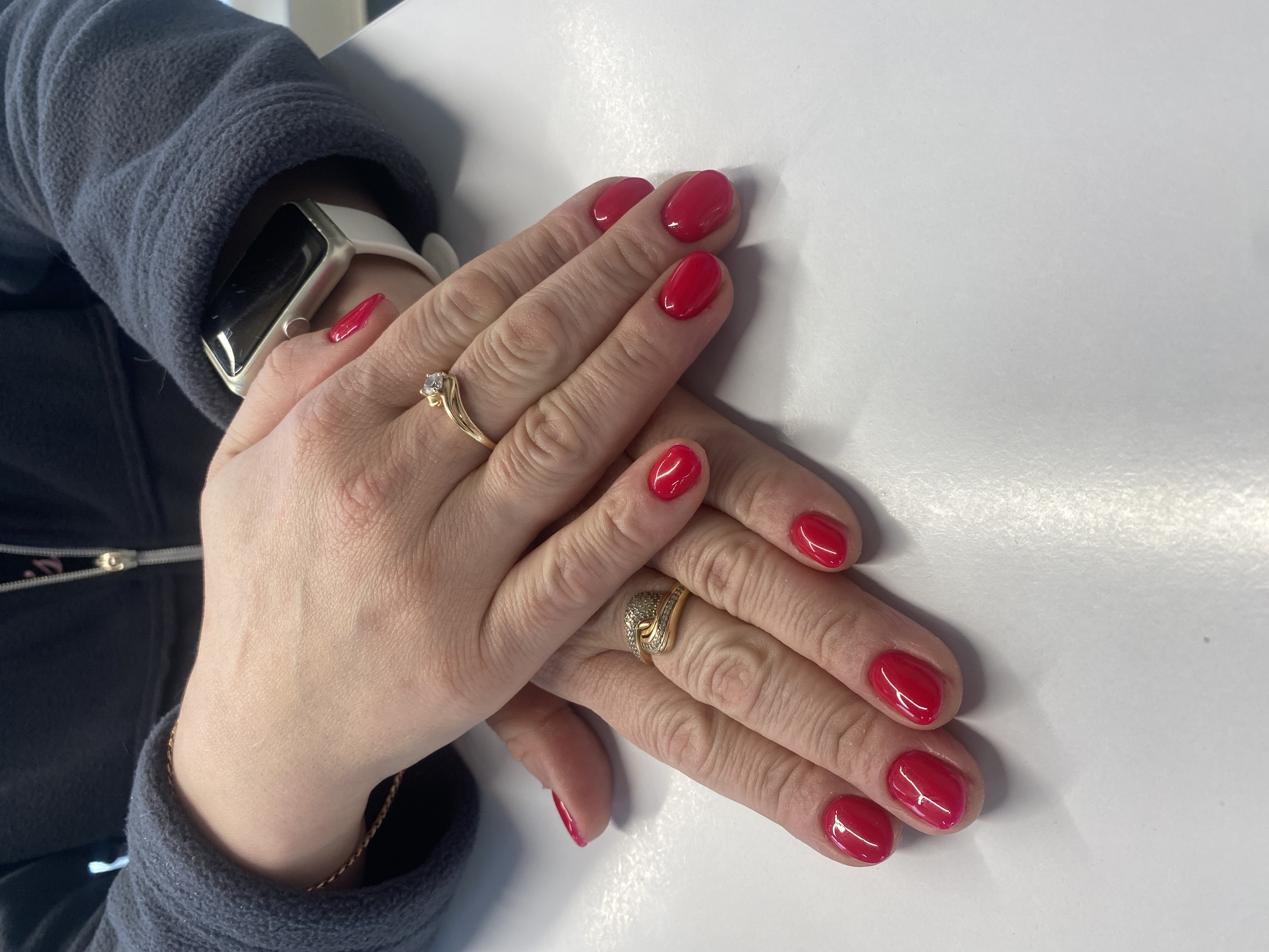 Маникюр, однотон, коралловый, на каждый день