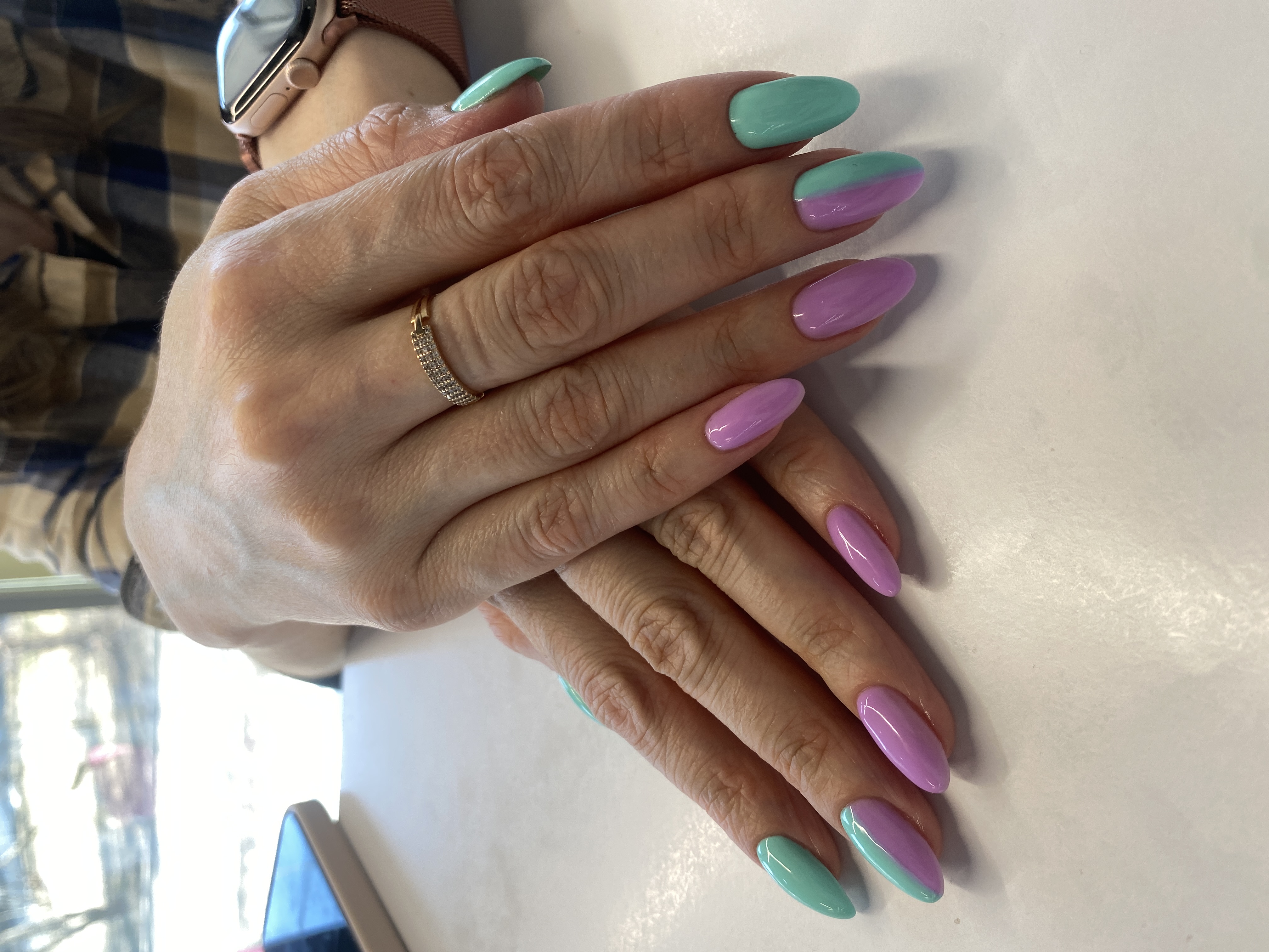 дизайн, Маникюр, геометрия, бирюзовый, комбинированный, на каждый день, минимализм, нежный