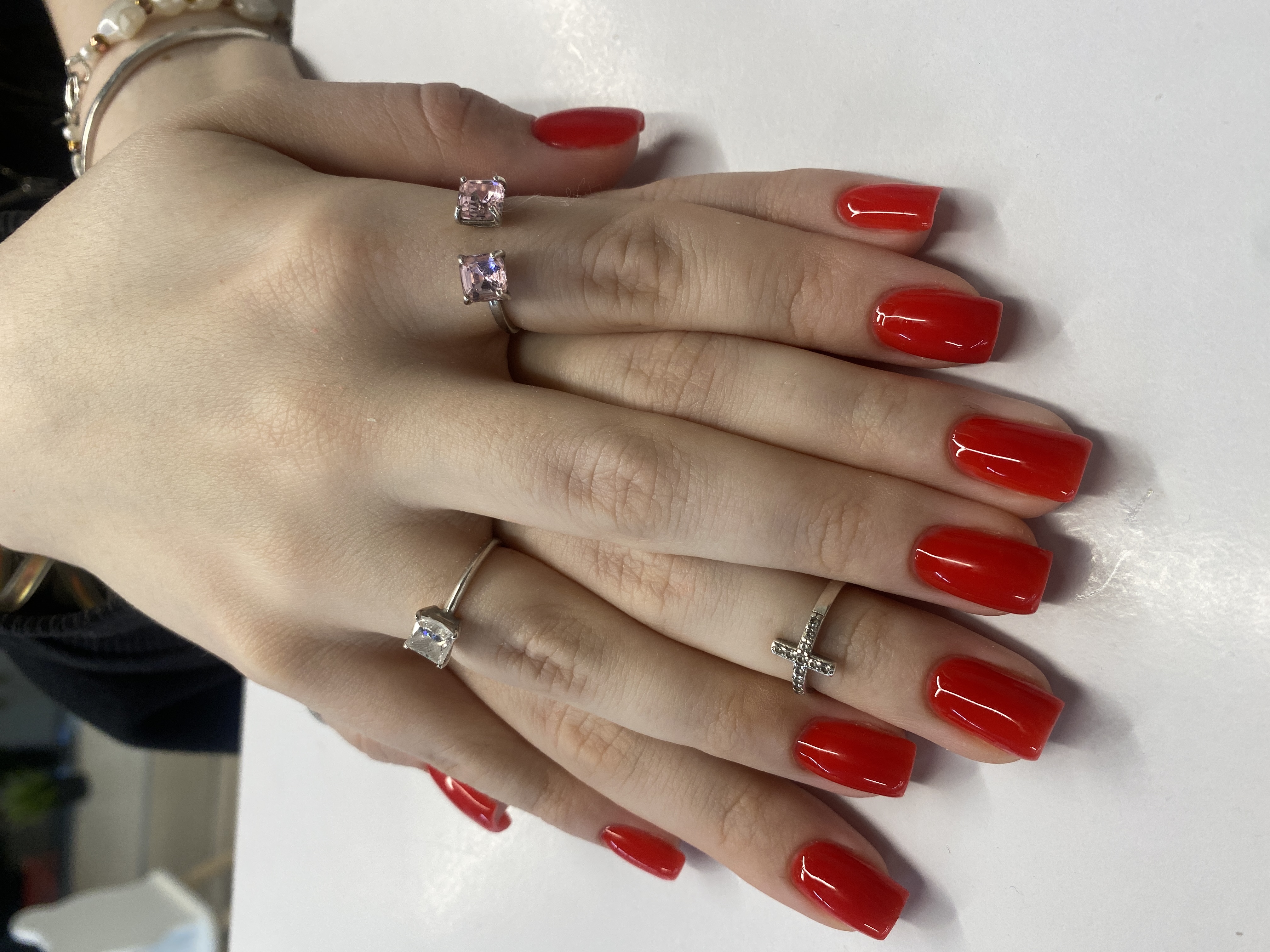 однотон, Маникюр, красный, на каждый день