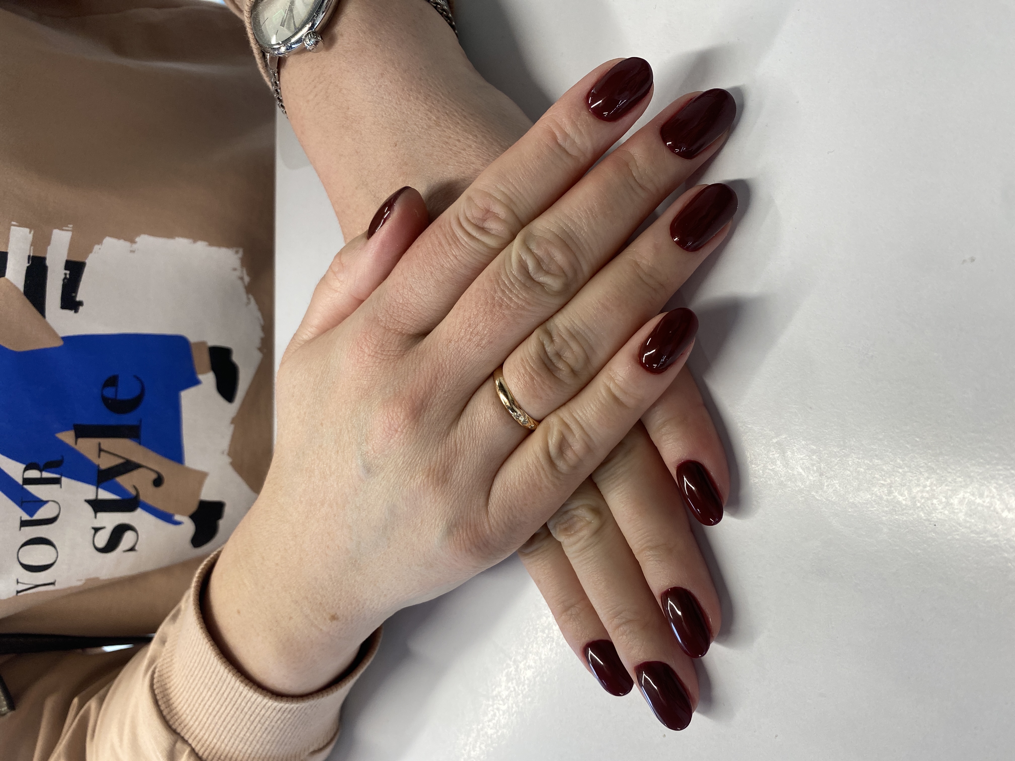 Маникюр, однотон, на каждый день, коричневый