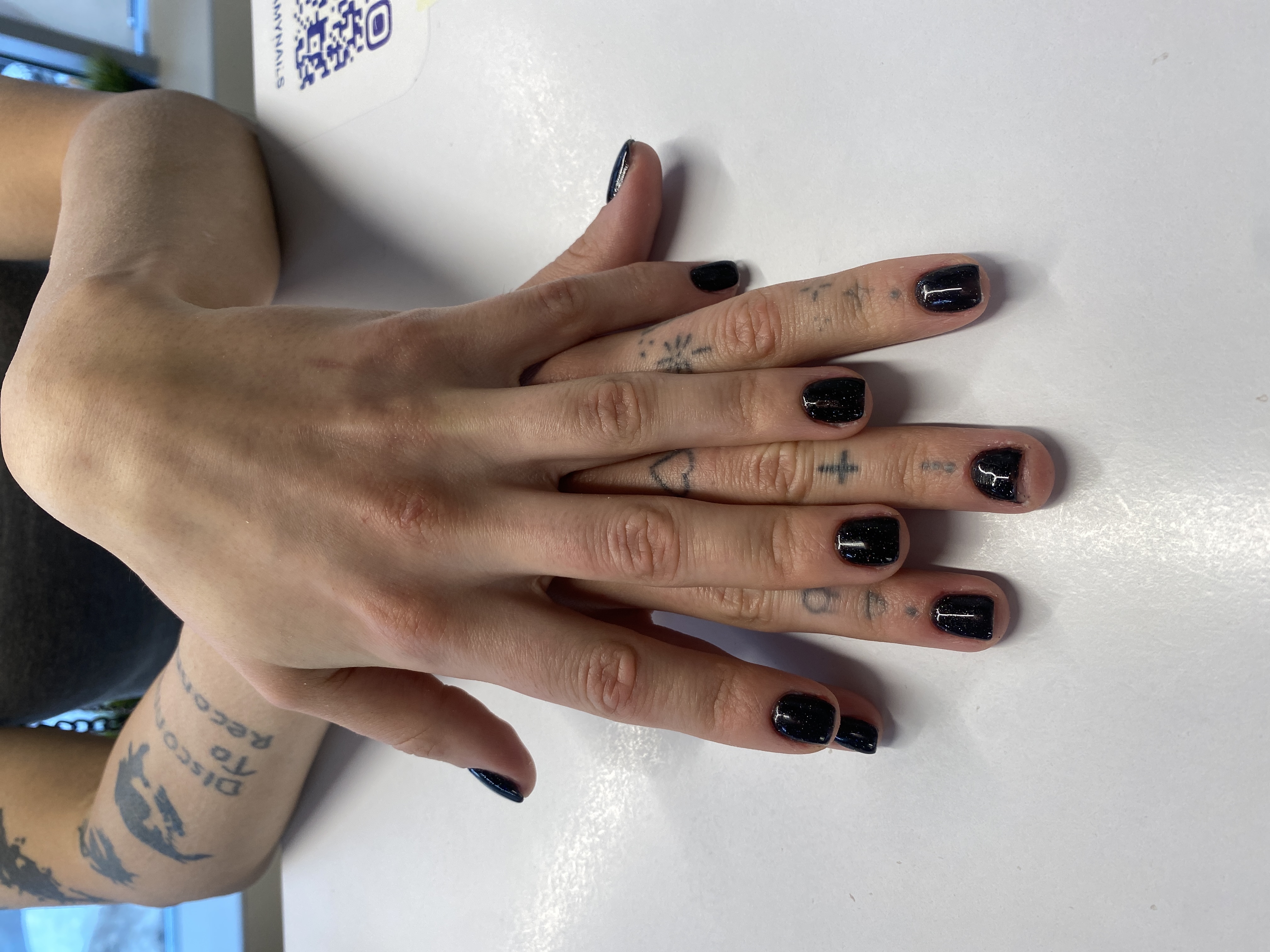 однотон, лак с блестками, Маникюр, черный, на каждый день