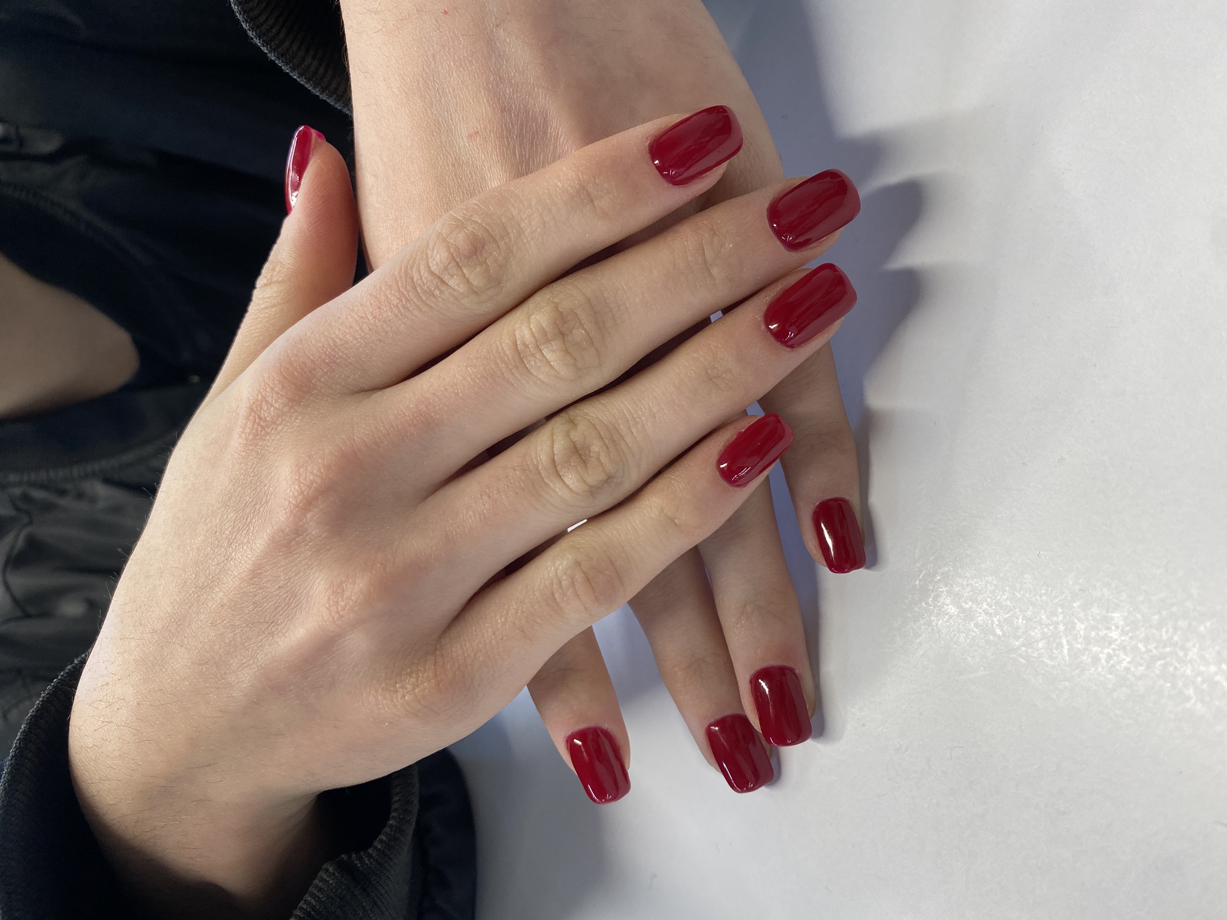 Маникюр, однотон, на каждый день, бордовый