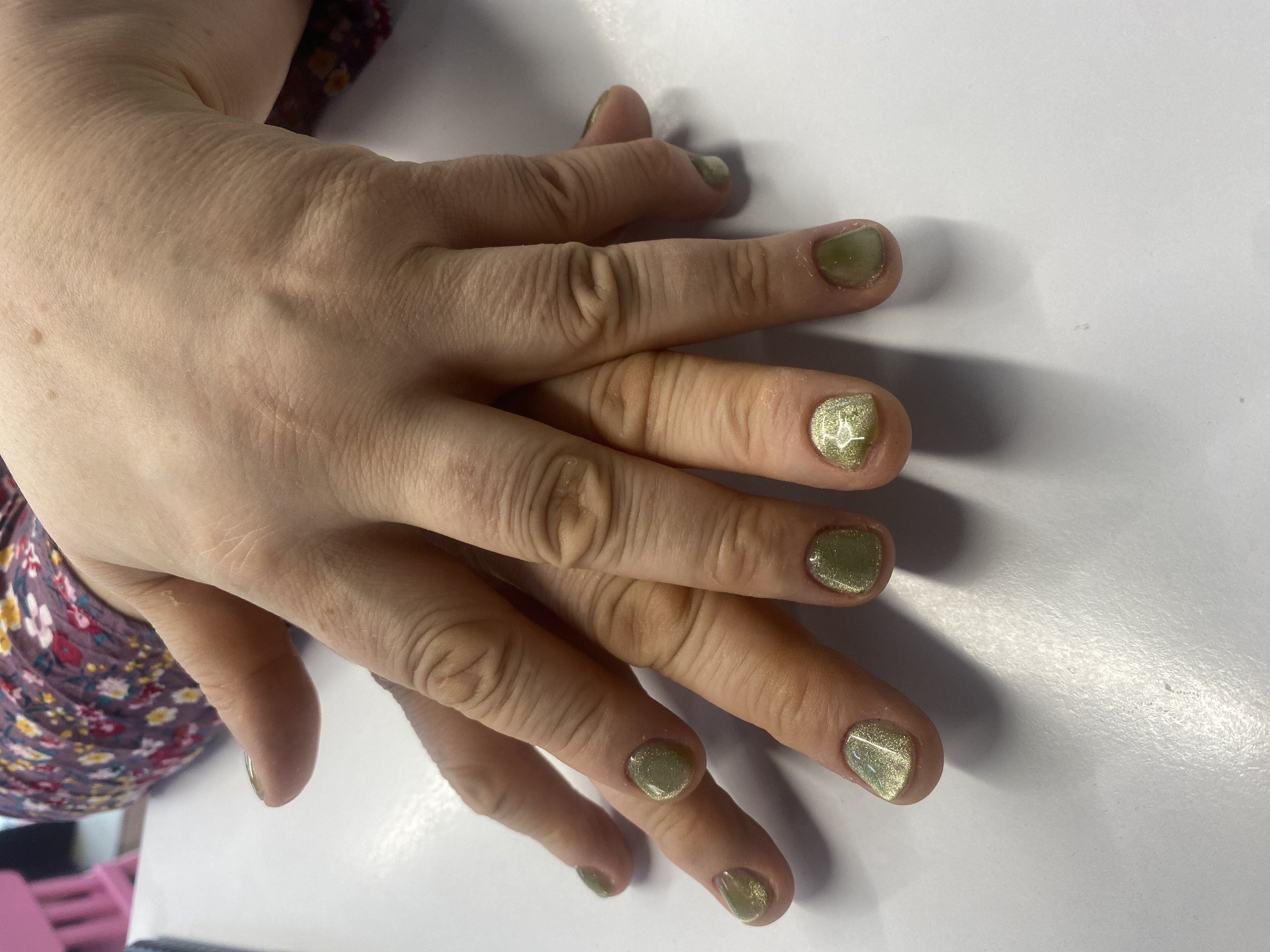 однотон, кошачий глаз, Маникюр, оливковый, на каждый день