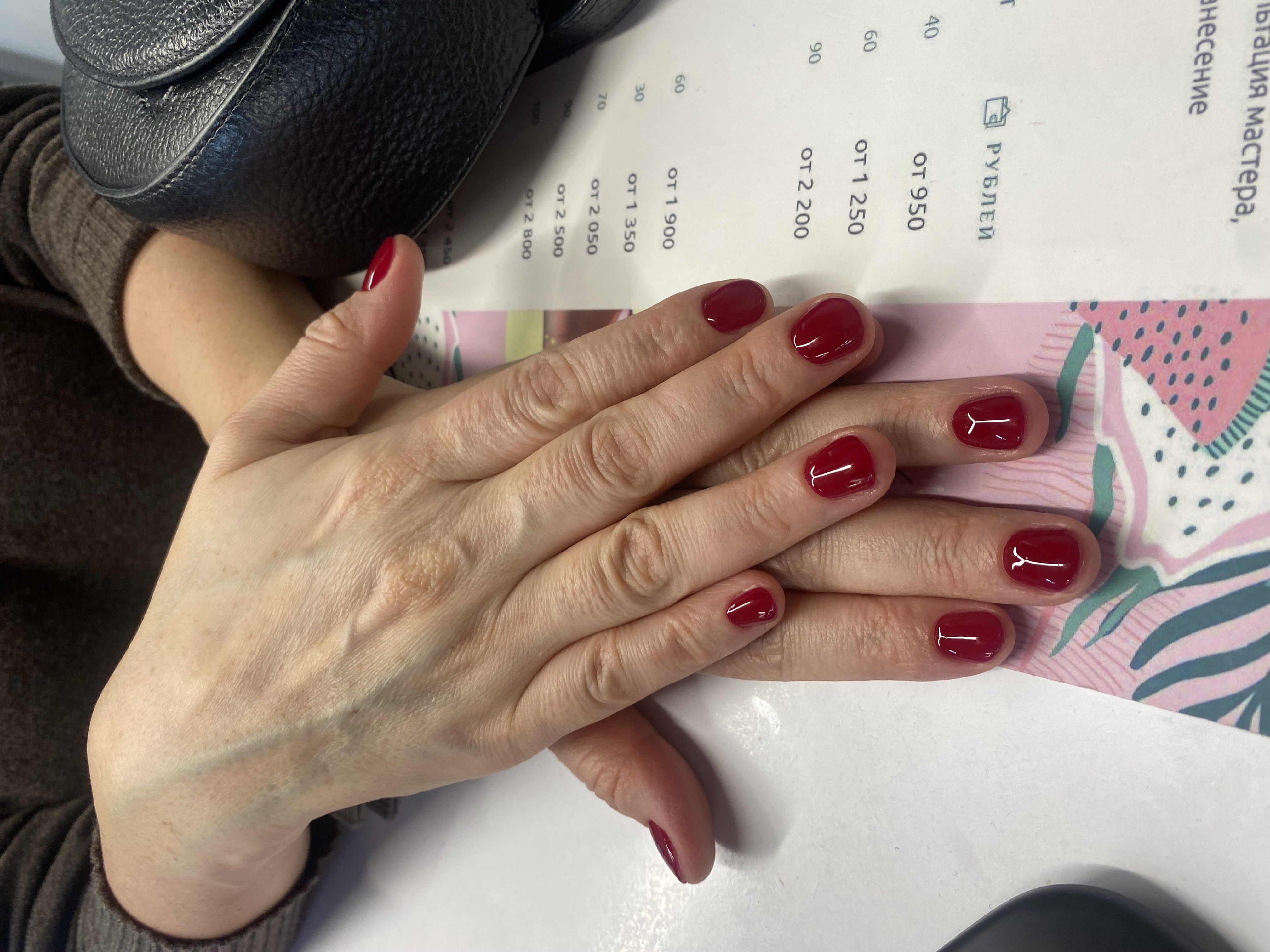 Маникюр, однотон, на каждый день, винный