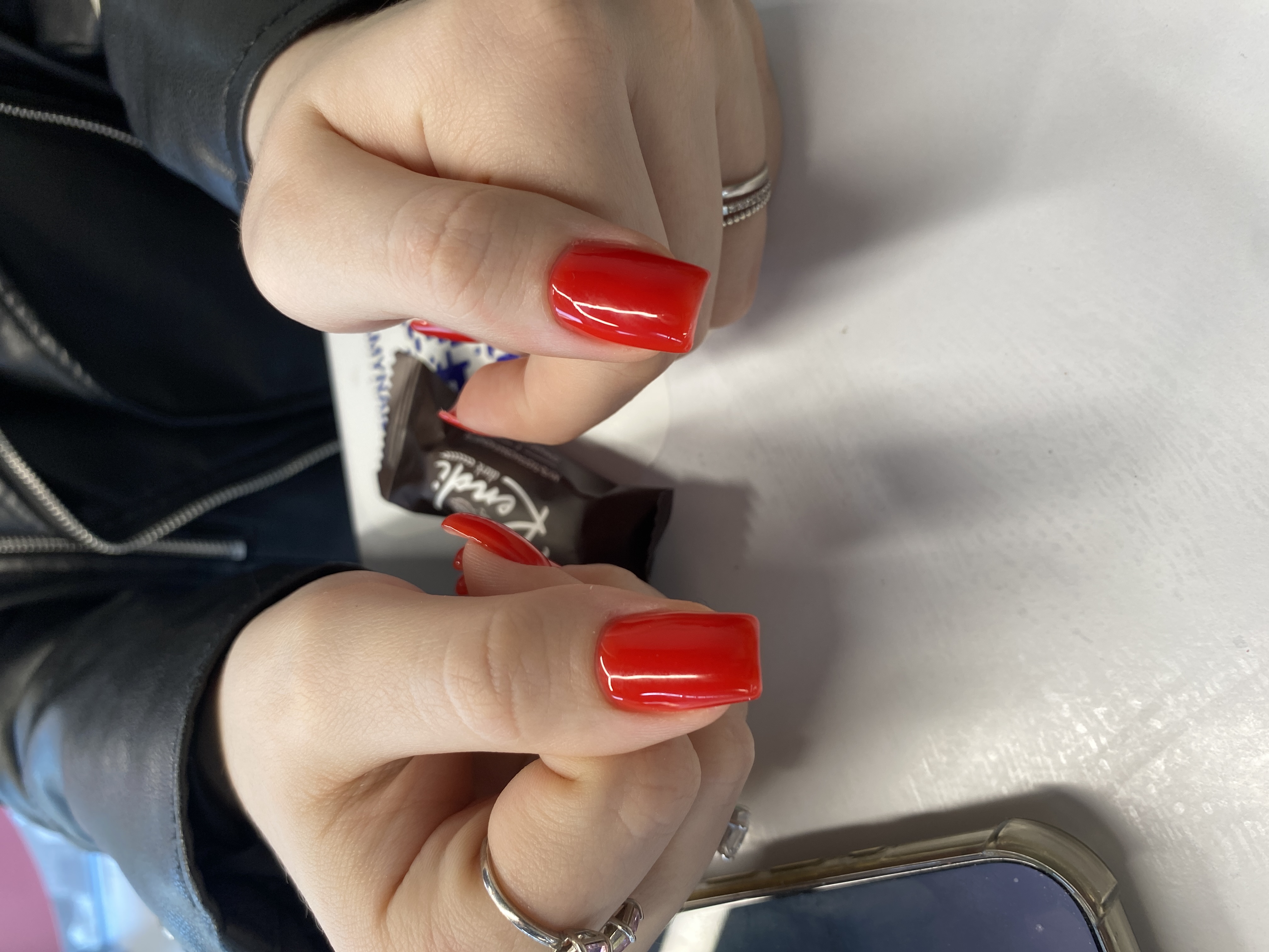 Маникюр, однотон, на каждый день, оранжевый