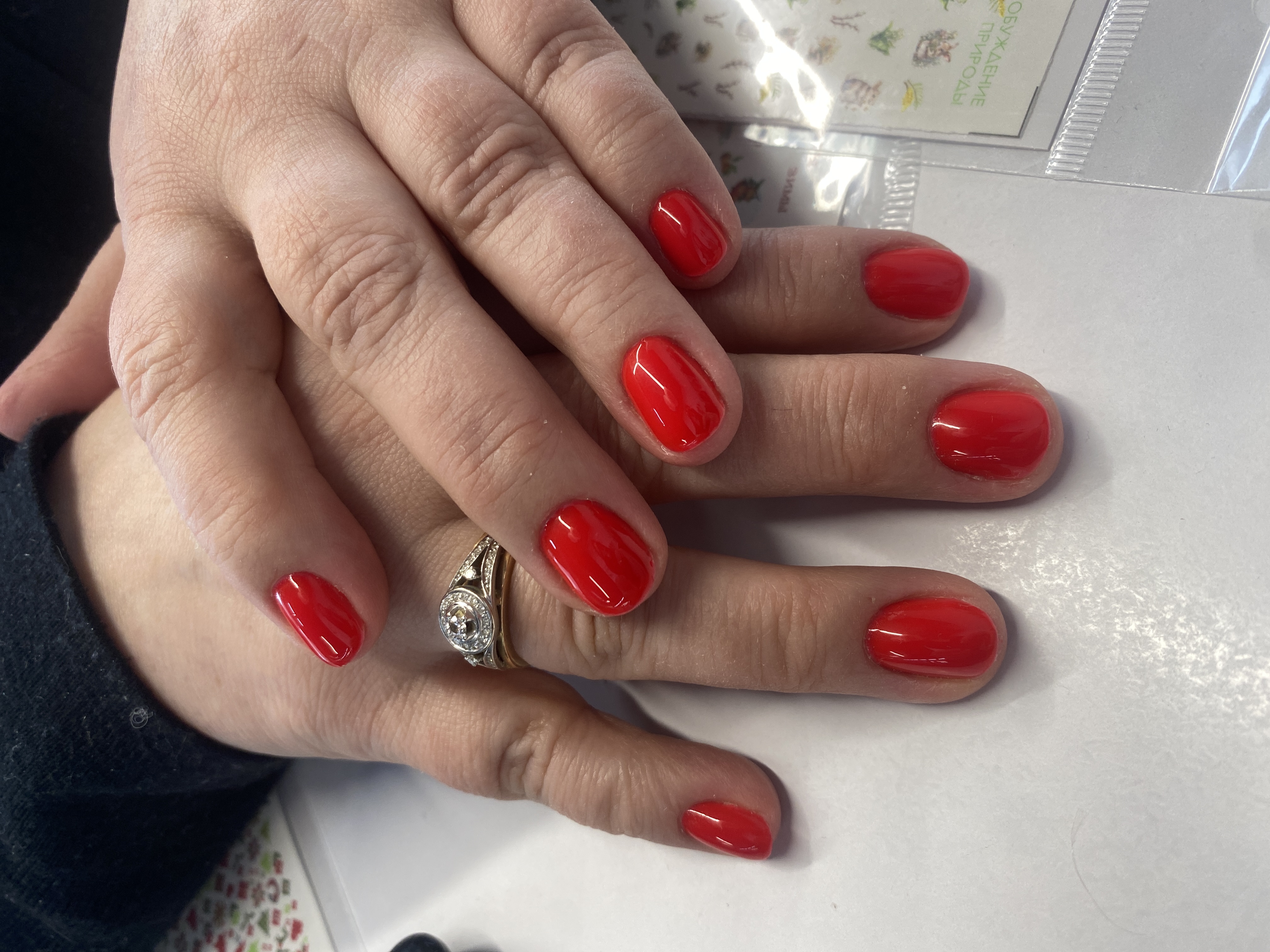 морковный, однотон, на каждый день, Маникюр