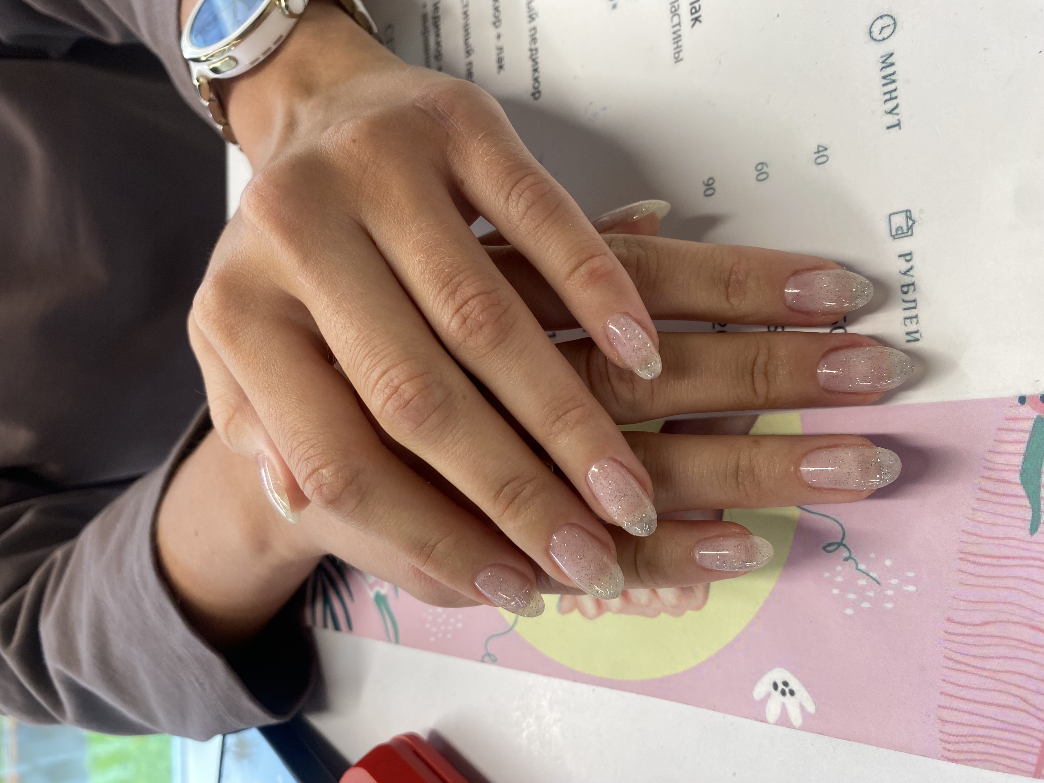 однотон, на каждый день, лак с блестками, Маникюр, прозрачный, нежный