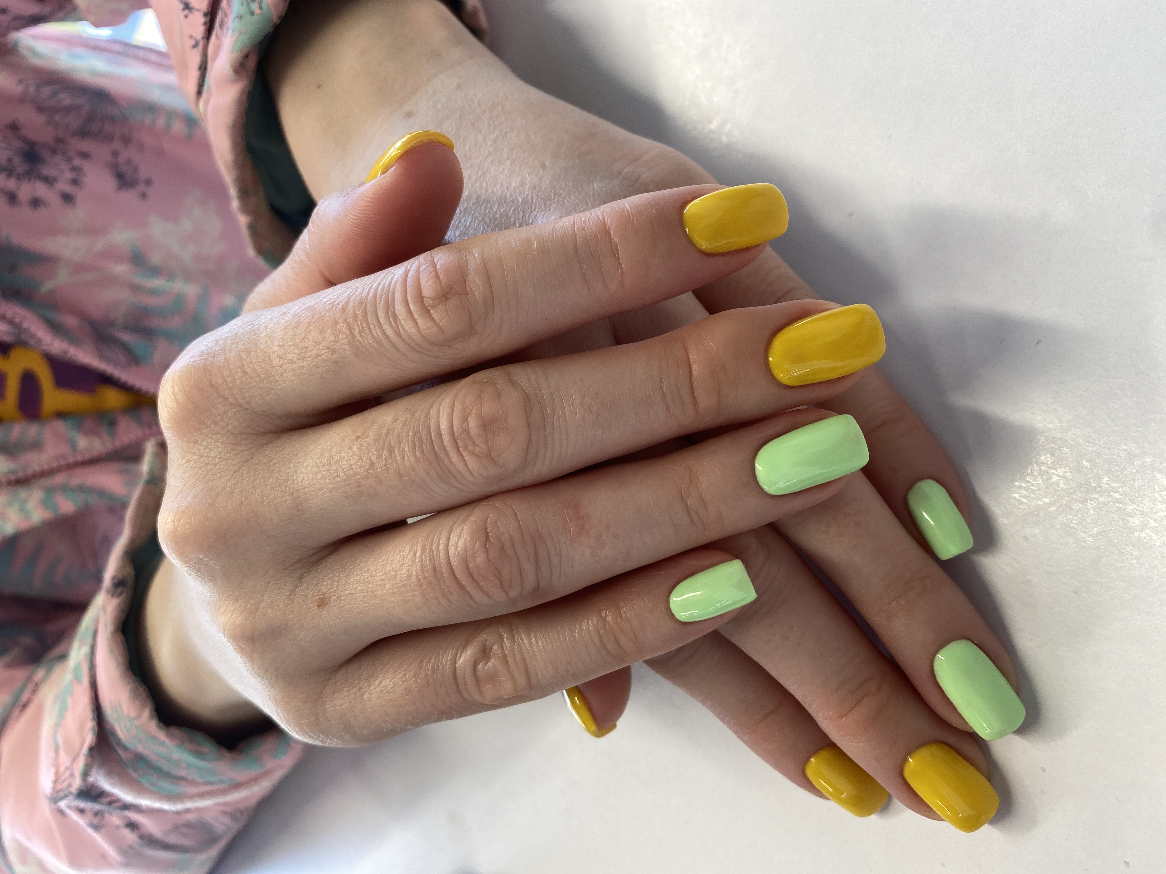 желтый, комбинированный, Маникюр, на каждый день, оригинальный