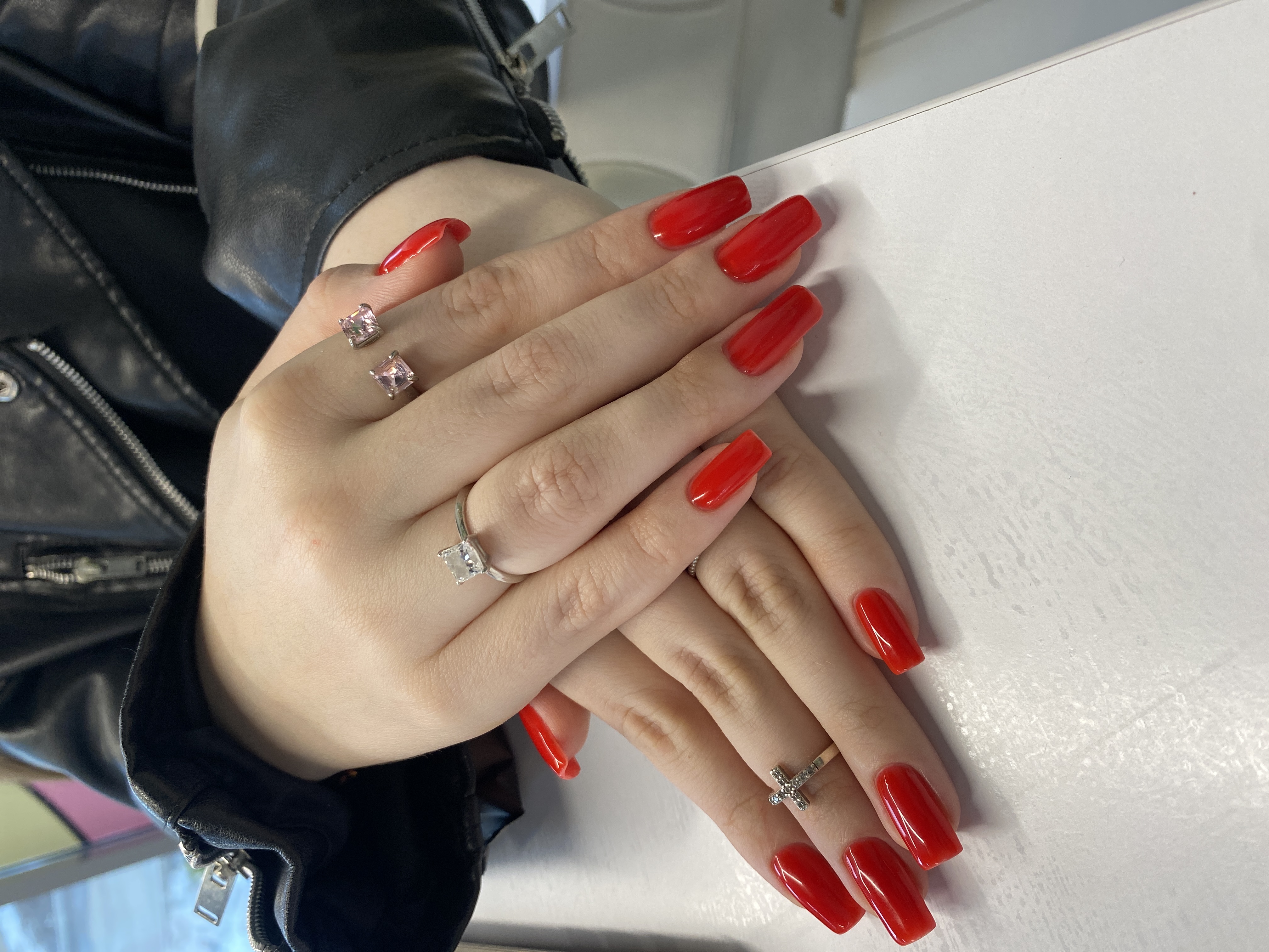 Маникюр, однотон, на каждый день, оранжевый