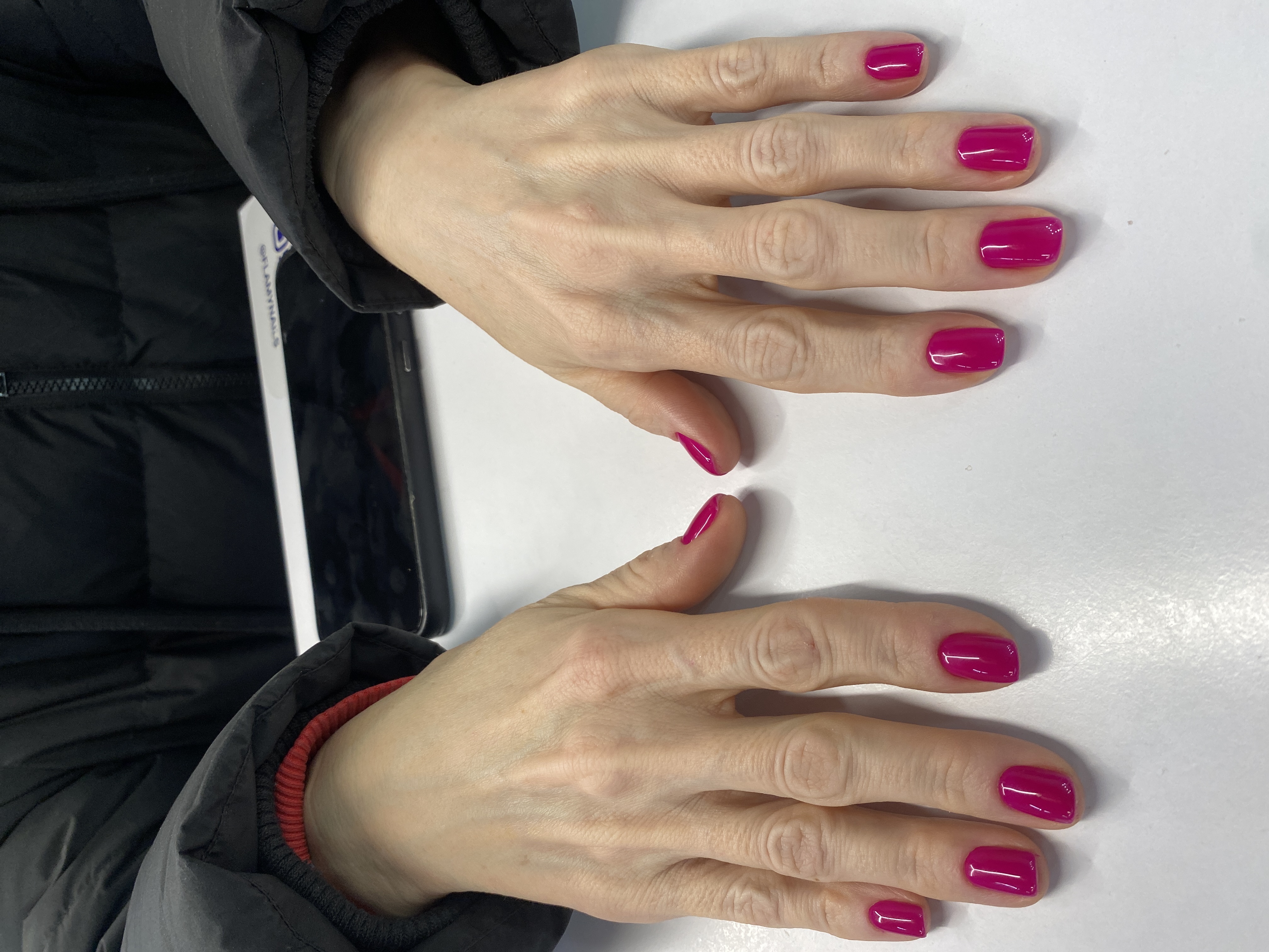 Маникюр, однотон, на каждый день, фуксия