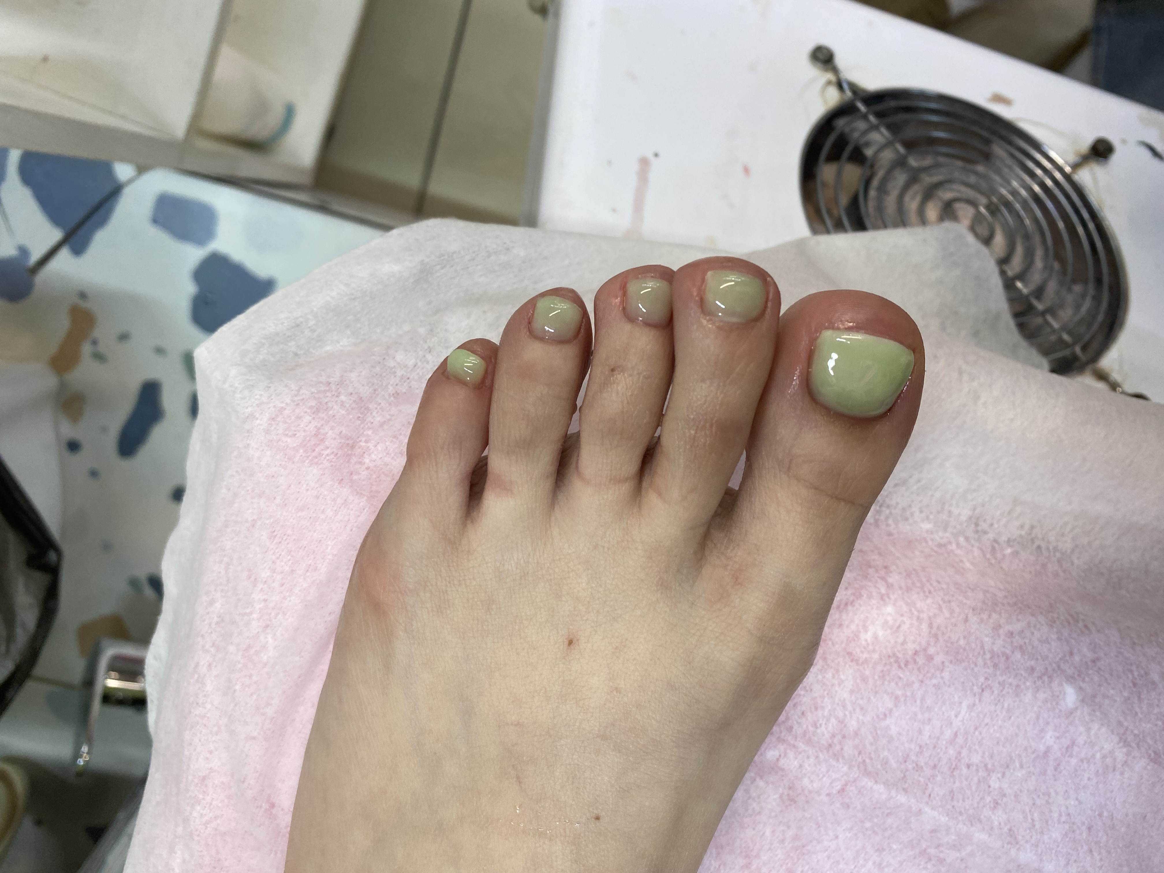 мята, Педикюр, на каждый день, однотон