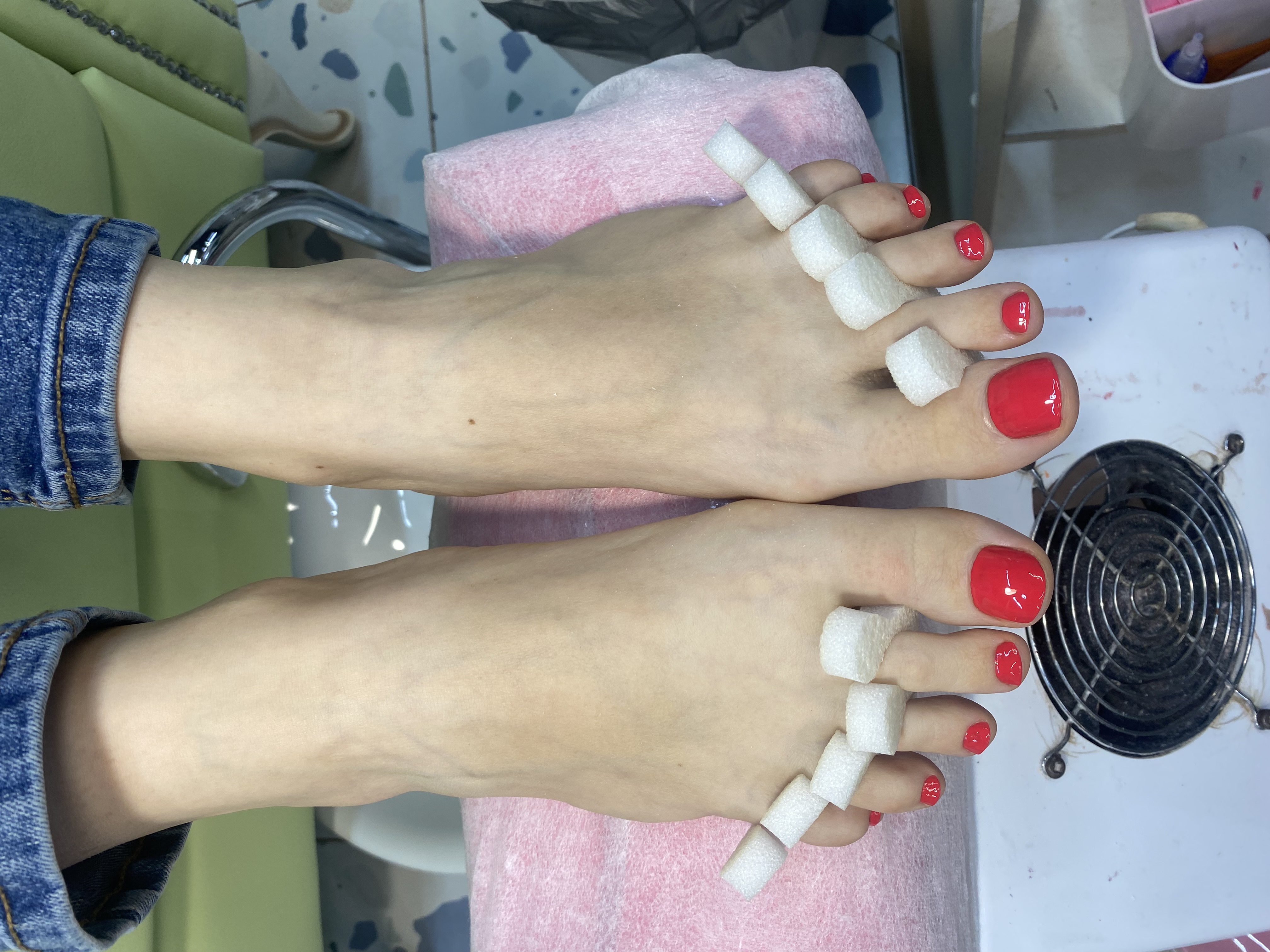 однотон, Педикюр, малиновый, на каждый день