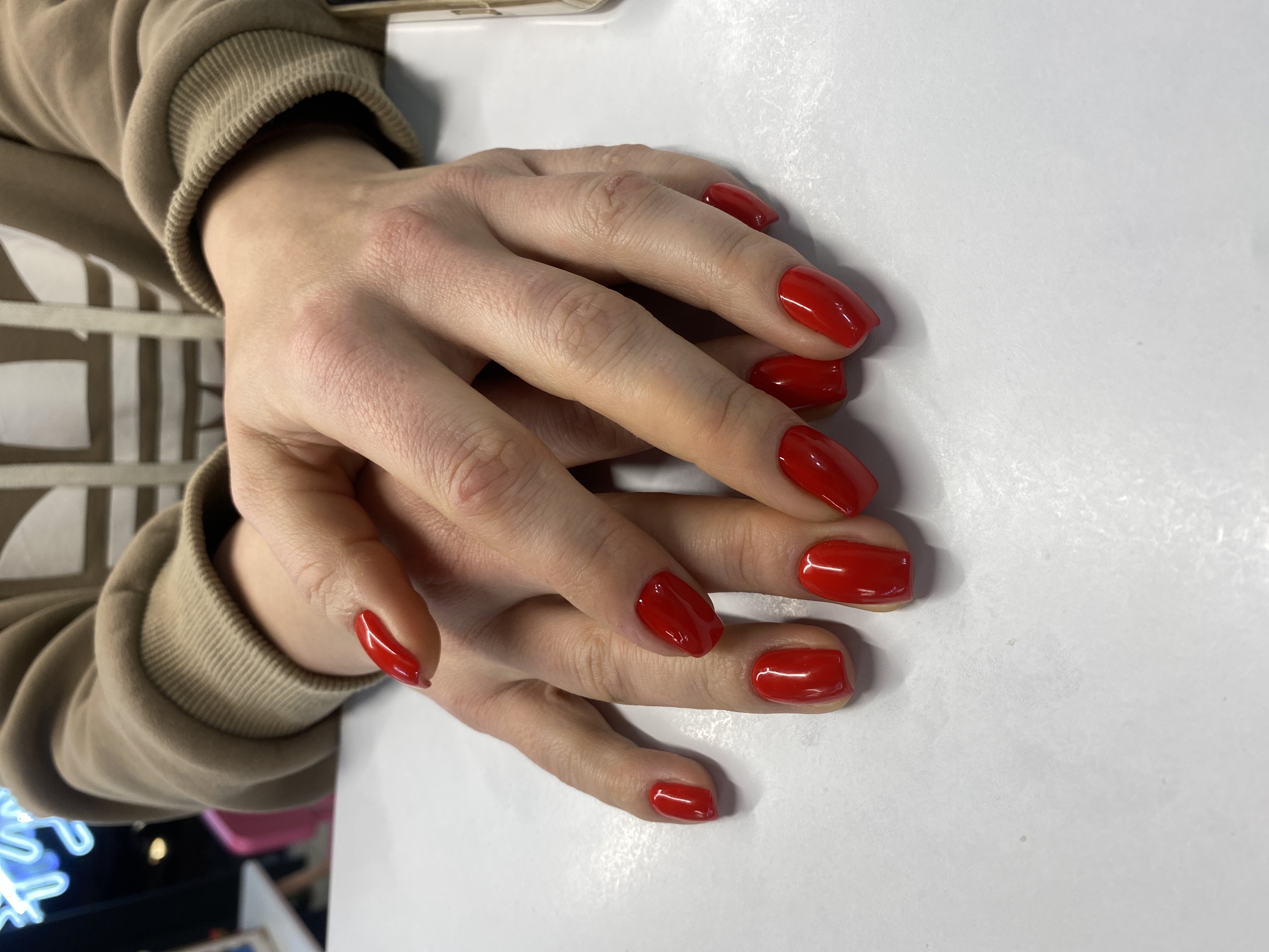 однотон, Маникюр, красный, на каждый день