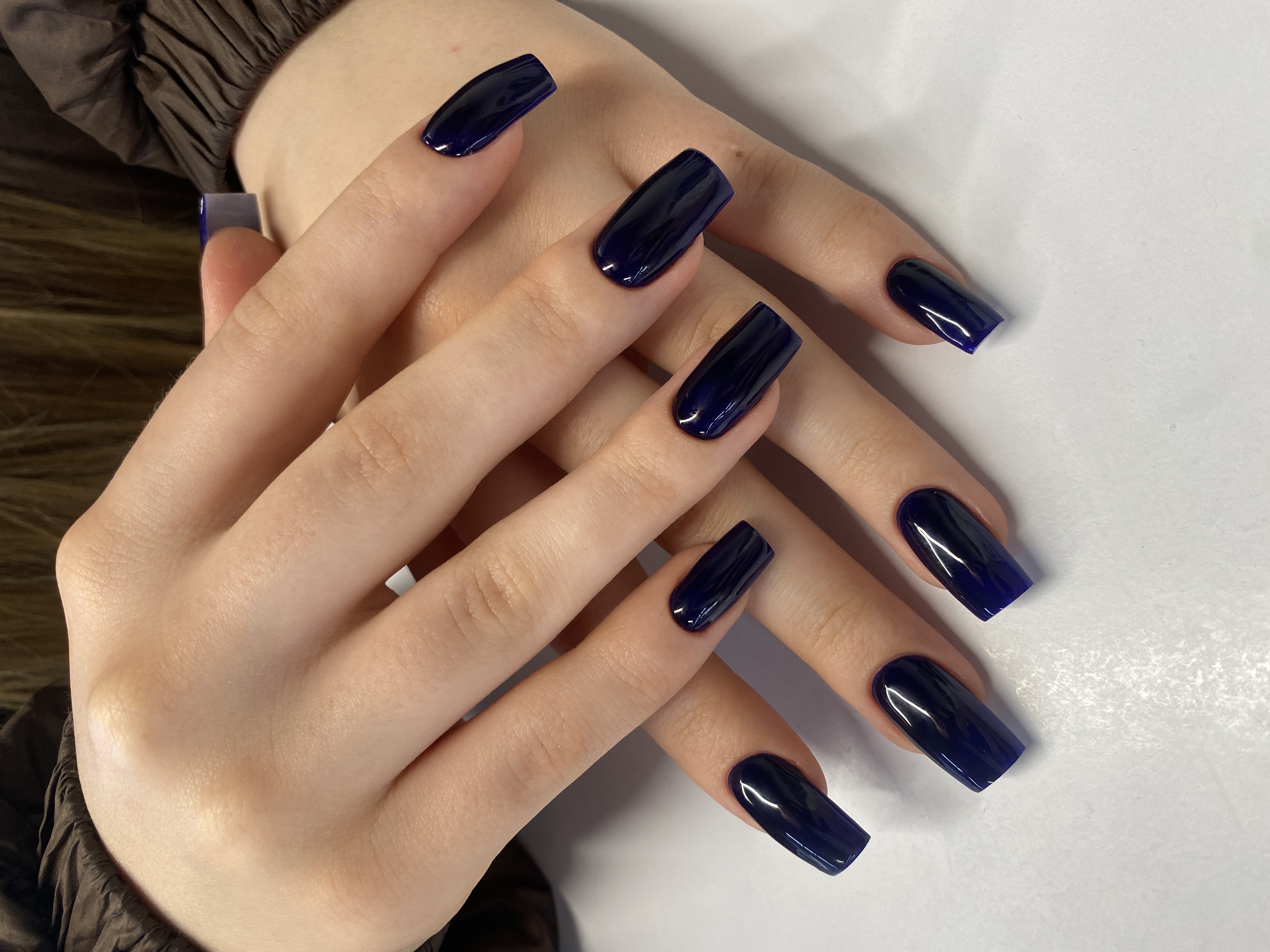 однотон, Маникюр, на каждый день, темносиний