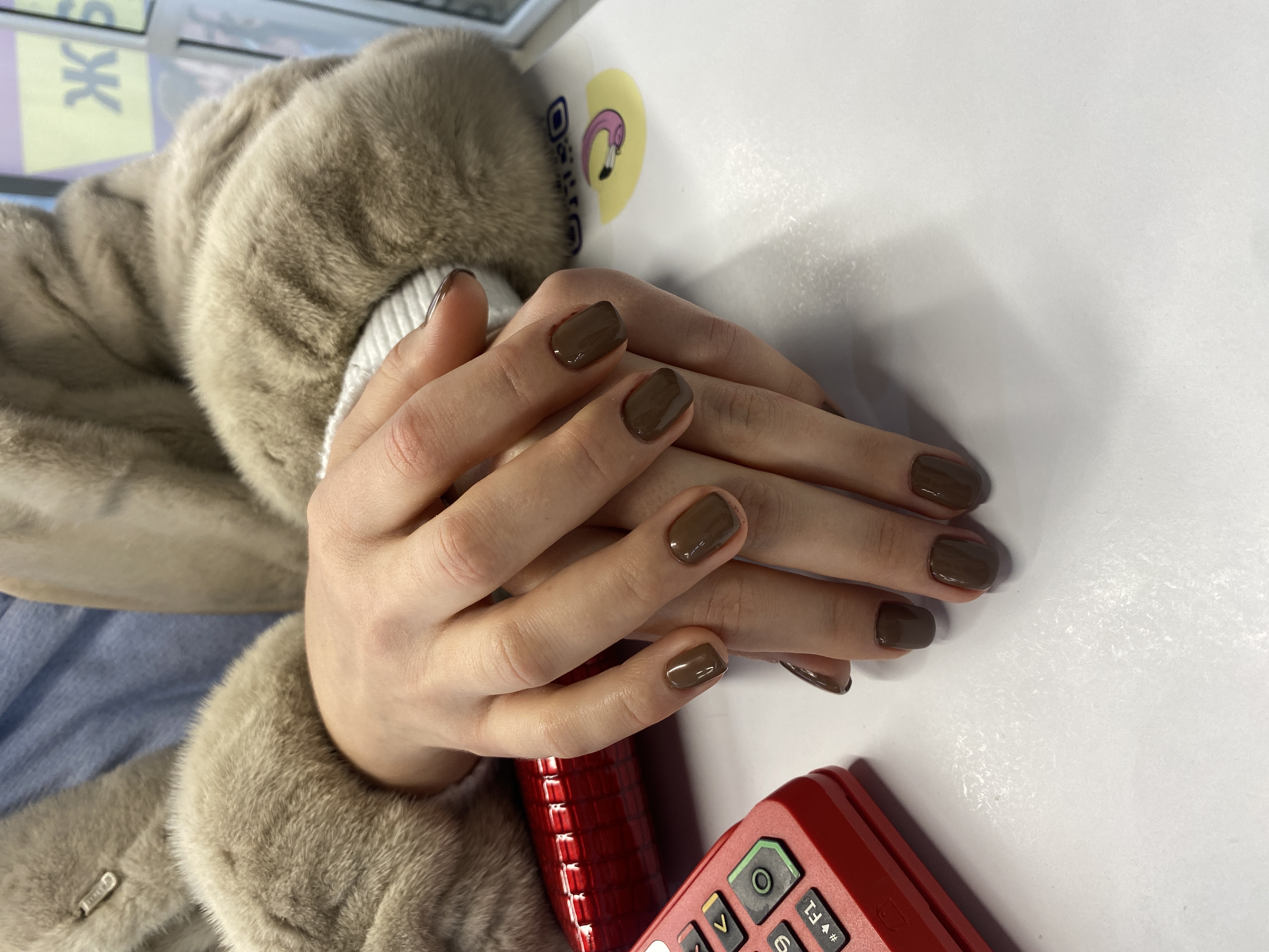 Маникюр, однотон, на каждый день, коричневый