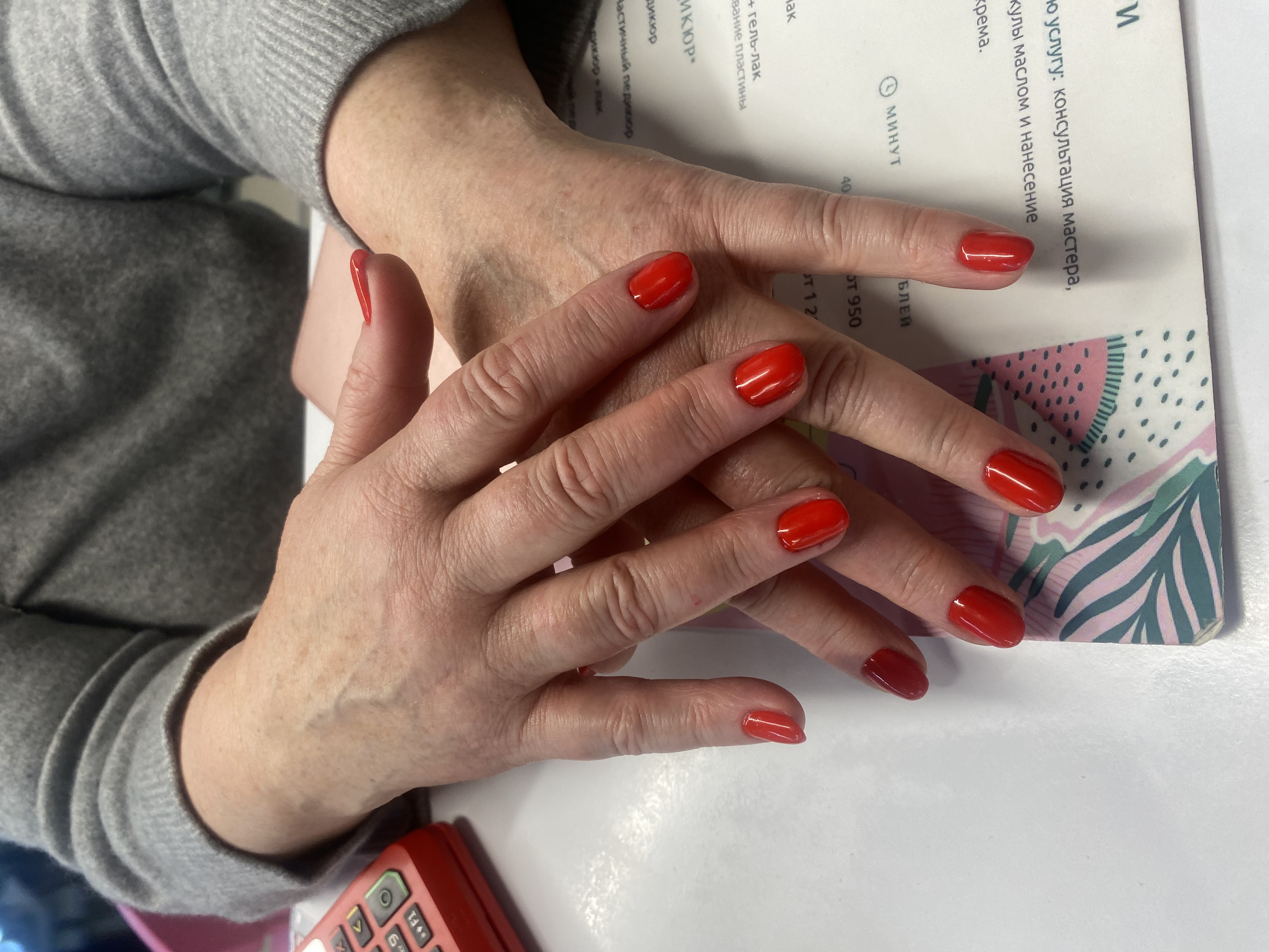 Маникюр, однотон, на каждый день, красный