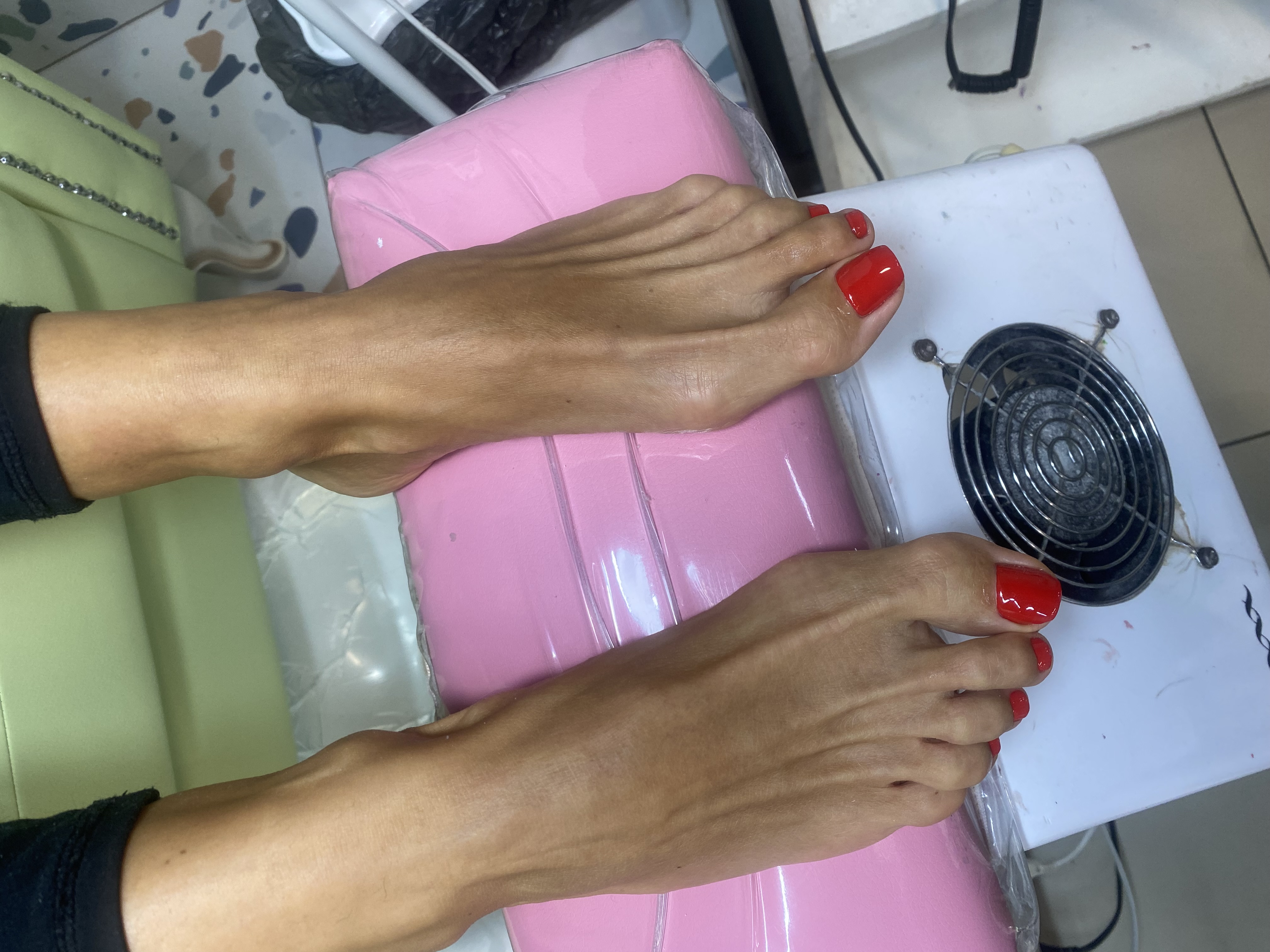 однотон, Педикюр, на каждый день, красный