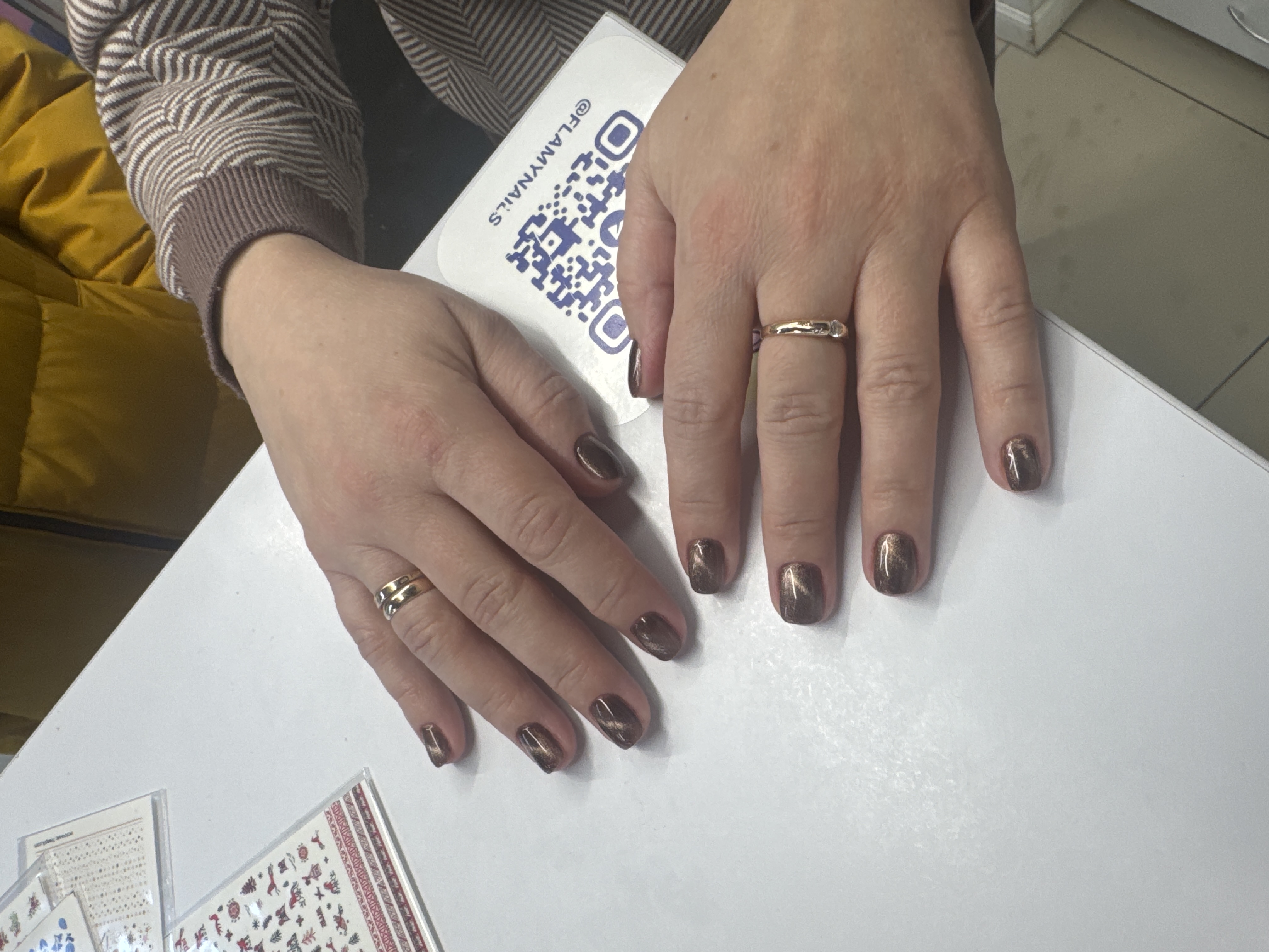 кошачий глаз, Маникюр, однотон, коричневый, на каждый день